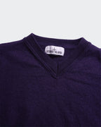 Stone Island marineblauwe wollen V-hals trui - S