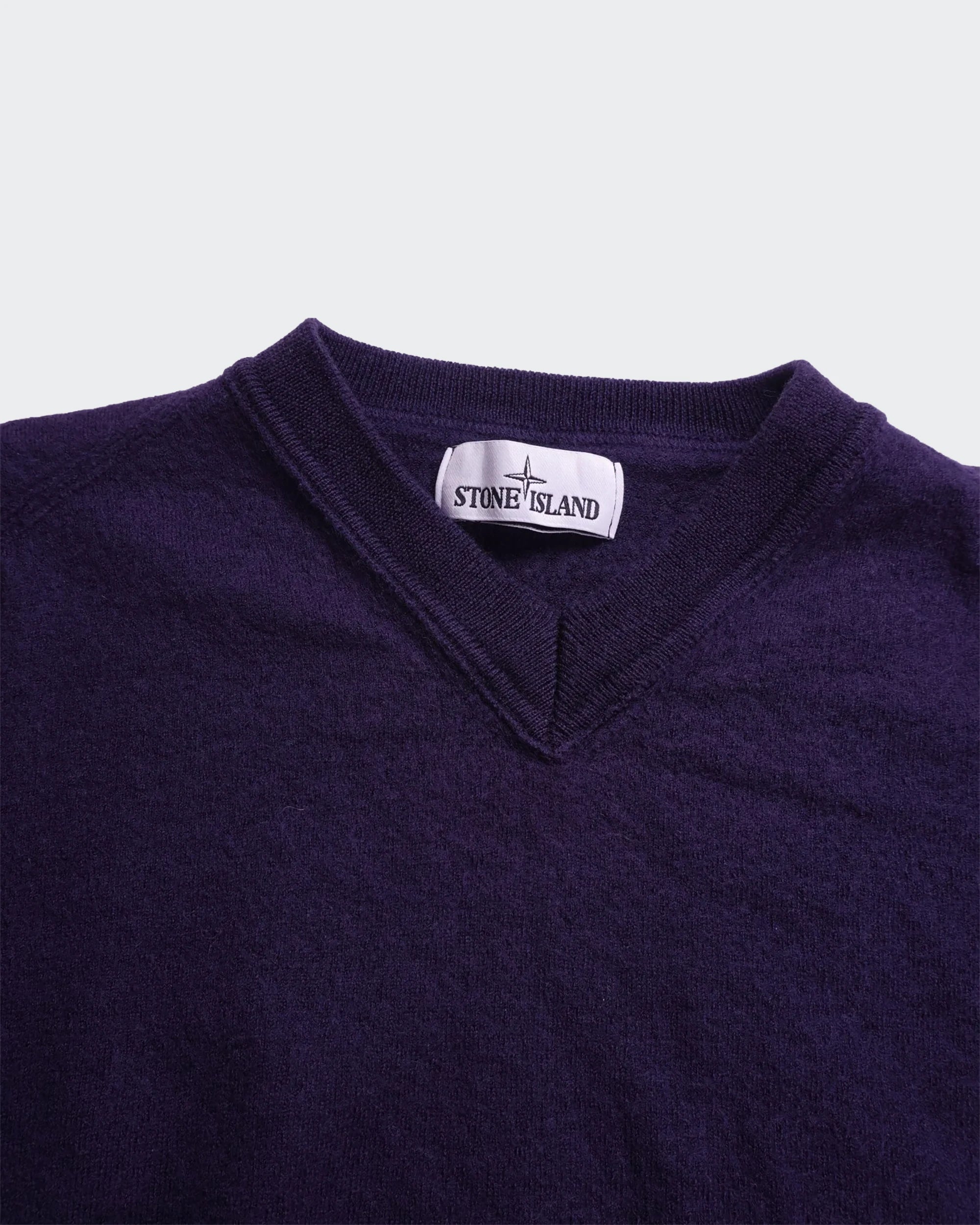 Stone Island marineblauwe wollen V-hals trui - S