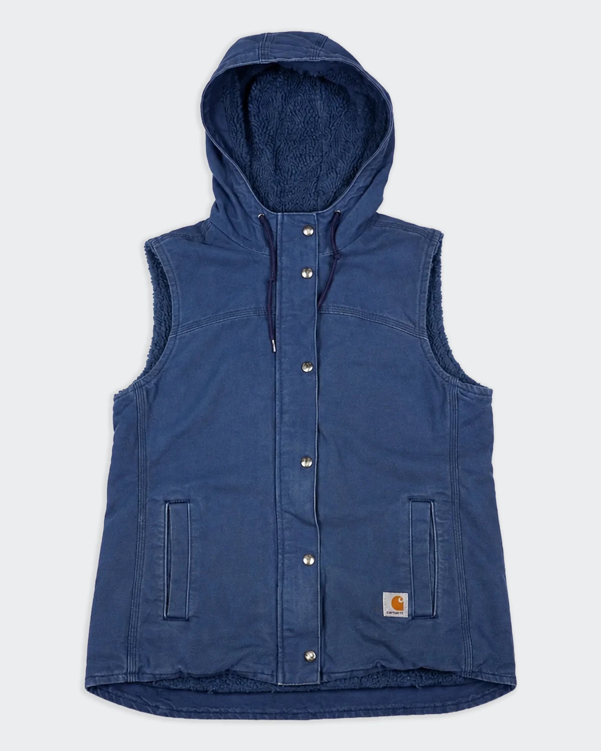 Carhartt Blue Hooded Vest S Cotton, Sherpa