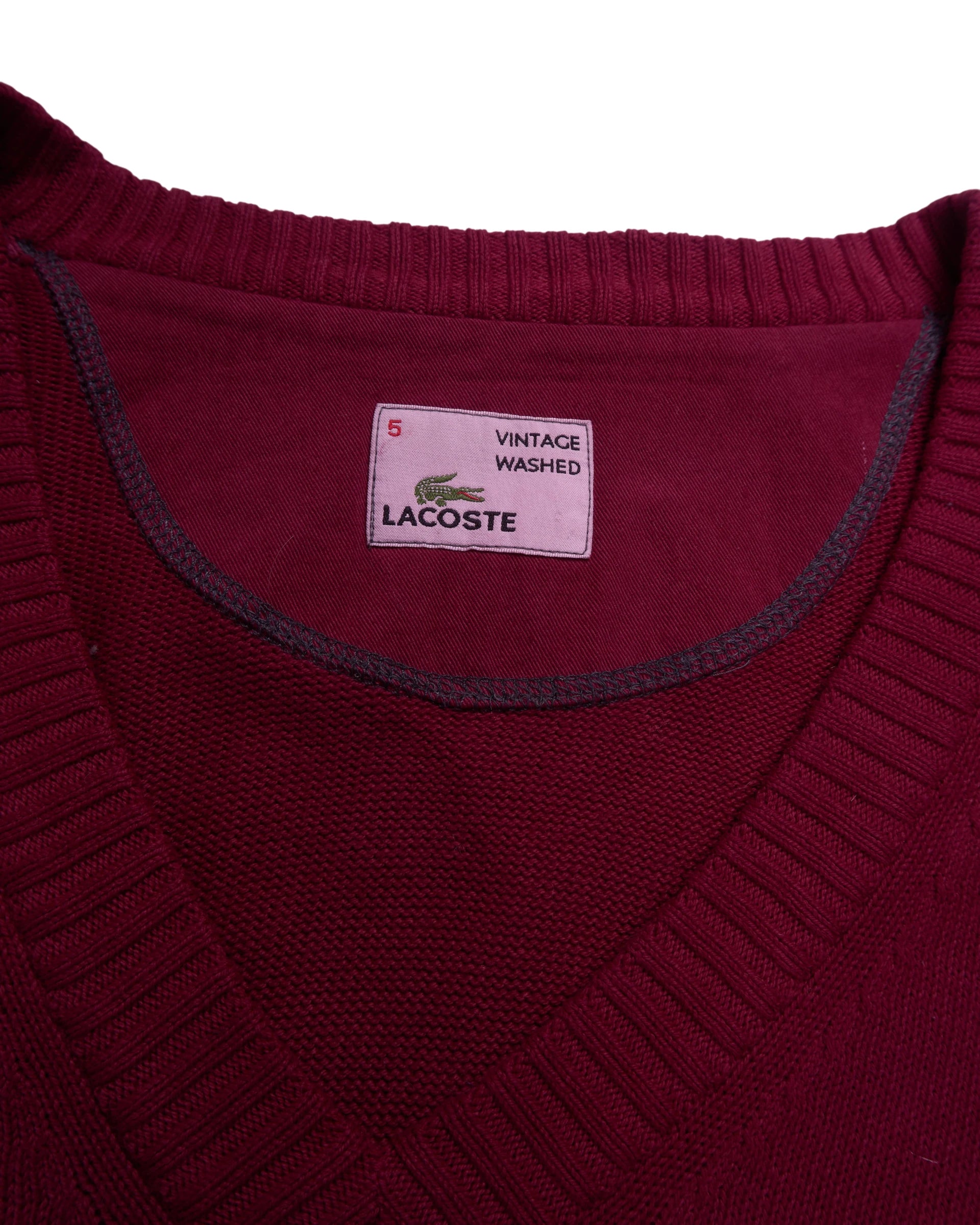 Lacoste Red V-neck Jumper - L