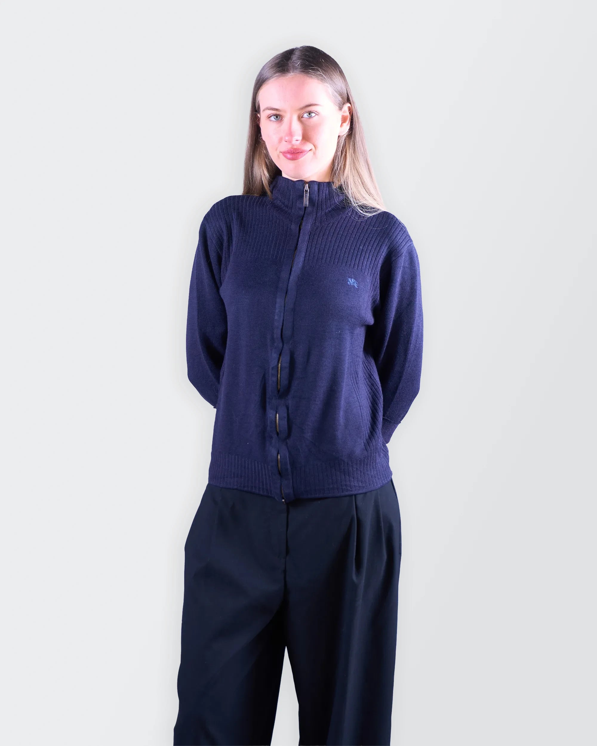 Burberry Navy Full-Zip Jumper - S