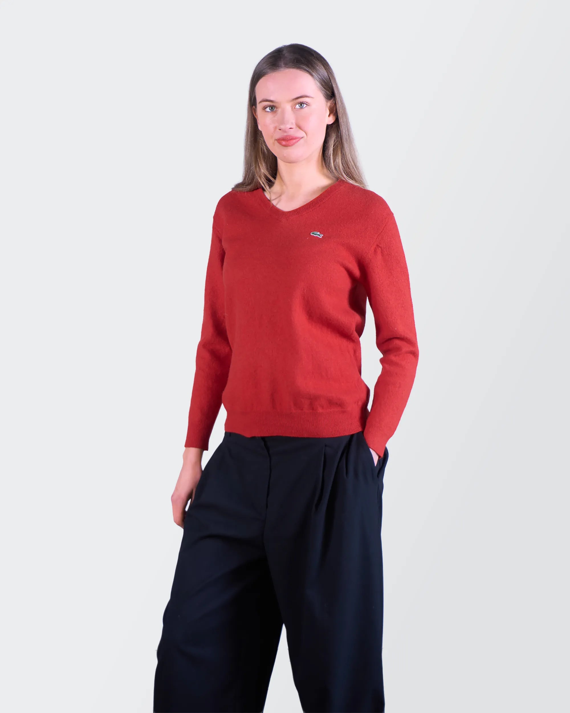 Lacoste Red V-neck Jumper - S
