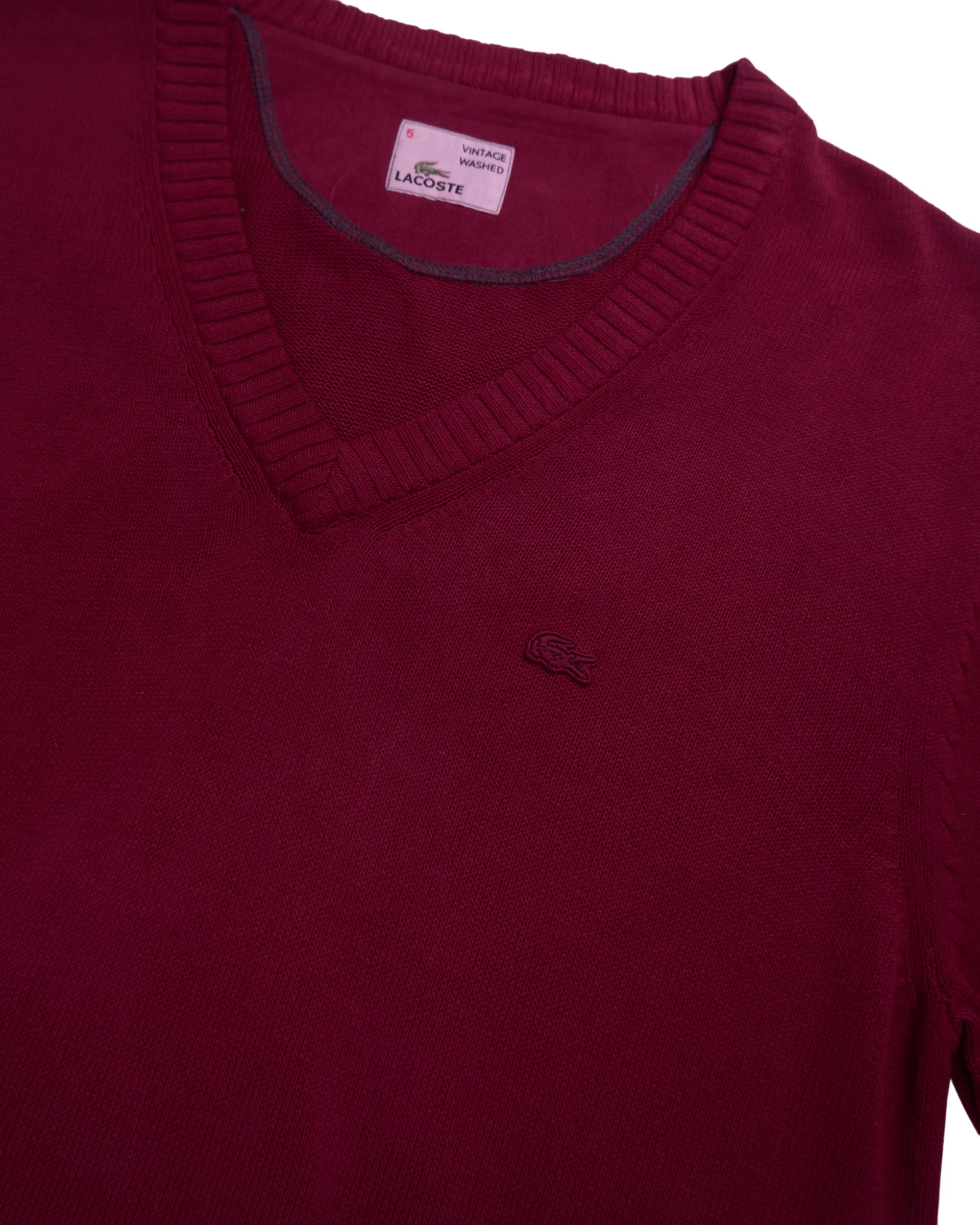Lacoste Red V-neck Jumper - L