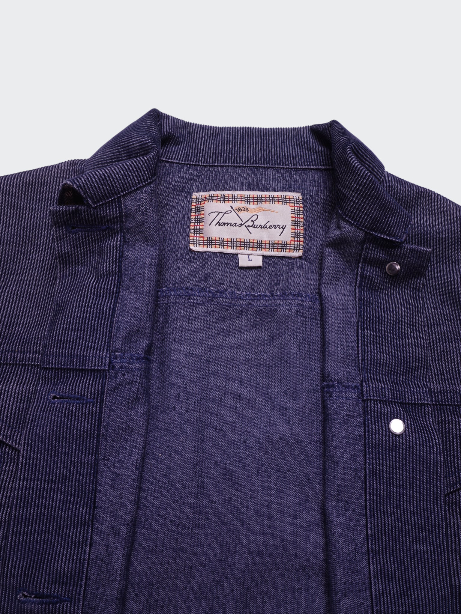 Burberry 2000's Blue Cropped Cotton Jacket - L