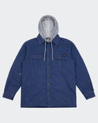 Dickies Blue Hooded Shirt Jacket L Cotton