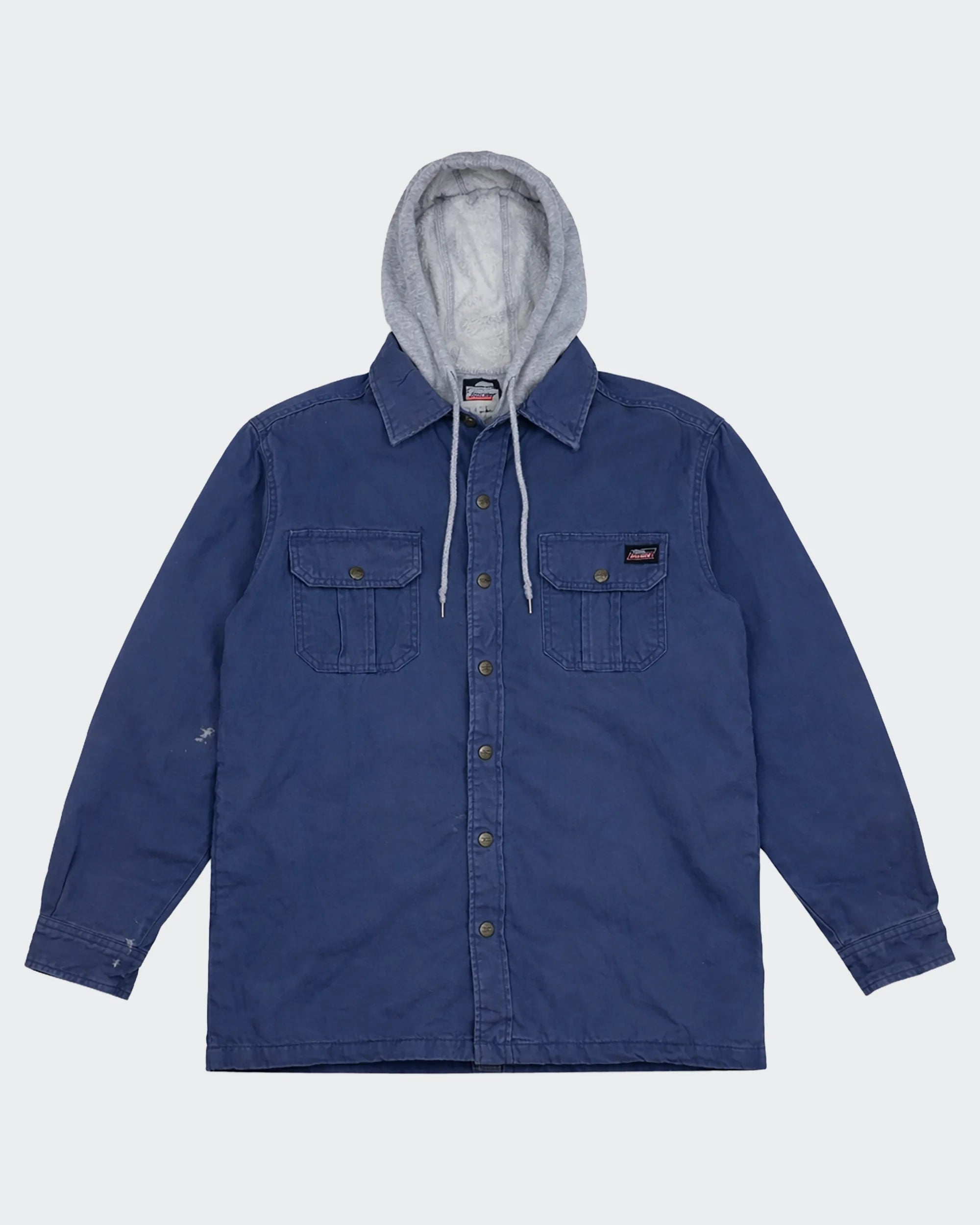 Dickies Blue Hooded Shirt Jacket L Cotton
