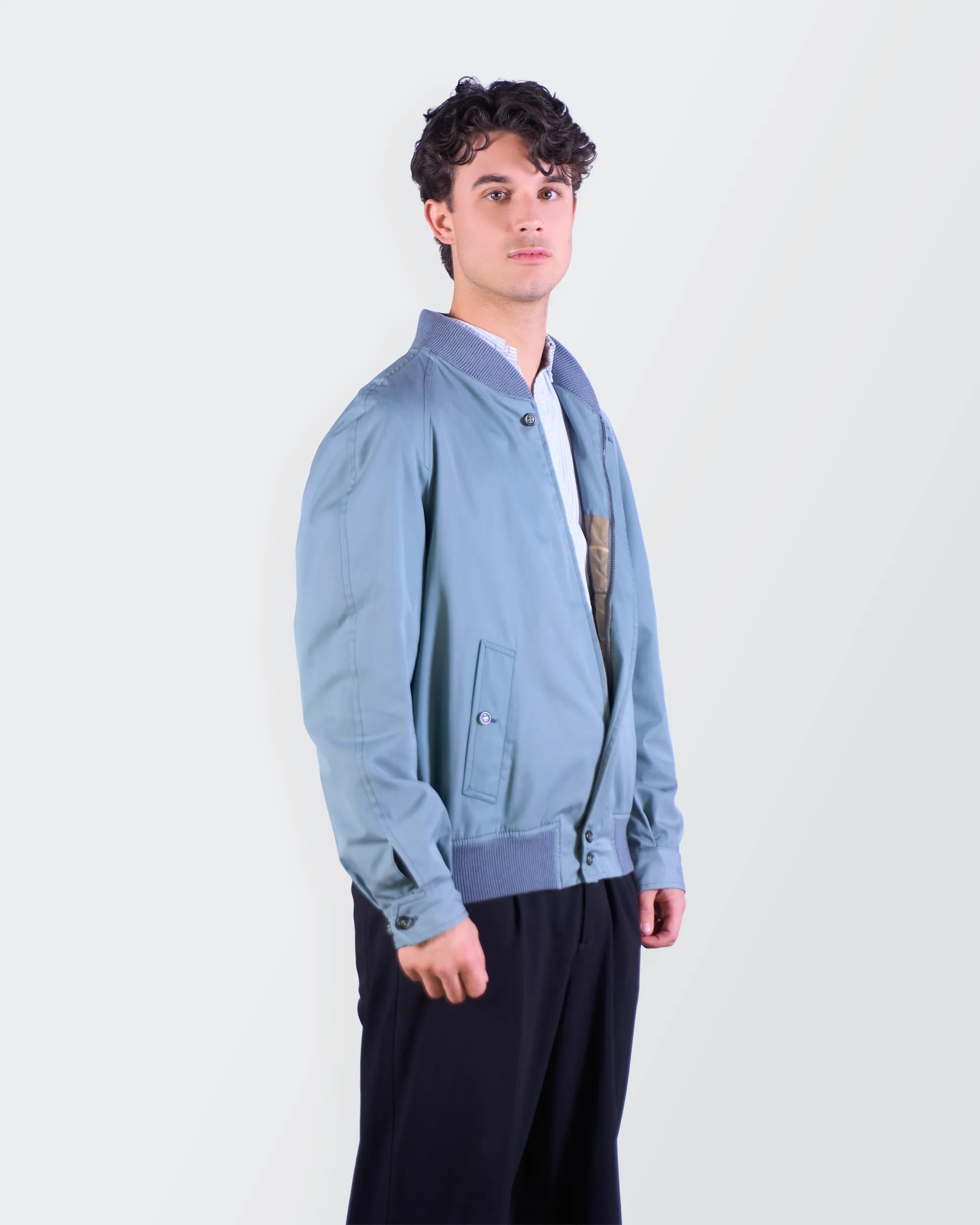 Burberry 1990's Blue Bomber Jacket - M