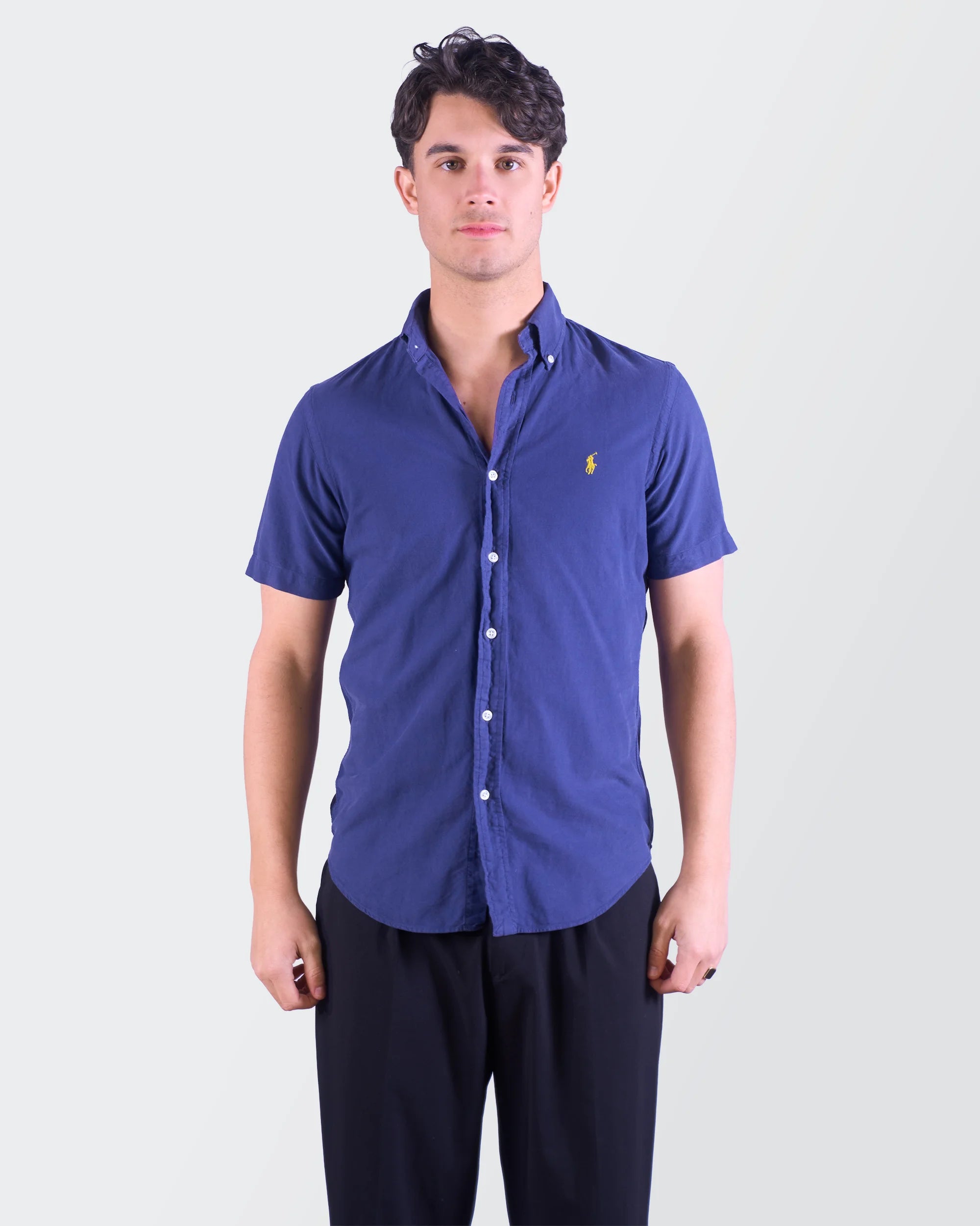 Ralph Lauren blauw overhemd met korte mouwen maat S