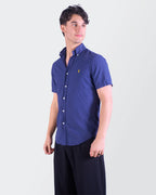 Ralph Lauren blauw overhemd met korte mouwen maat S