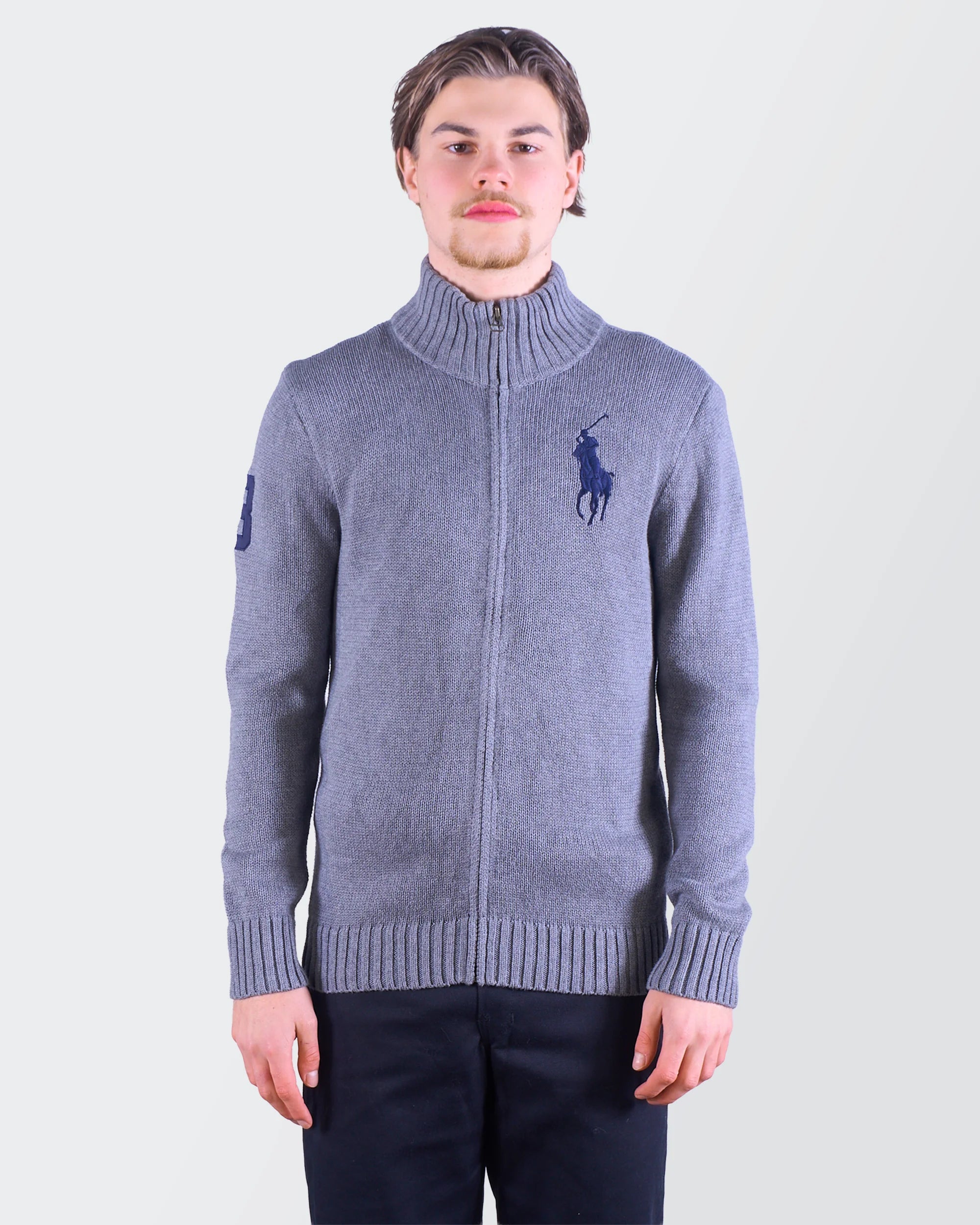 Ralph Lauren grijze trui met volledige ritssluiting maat L
