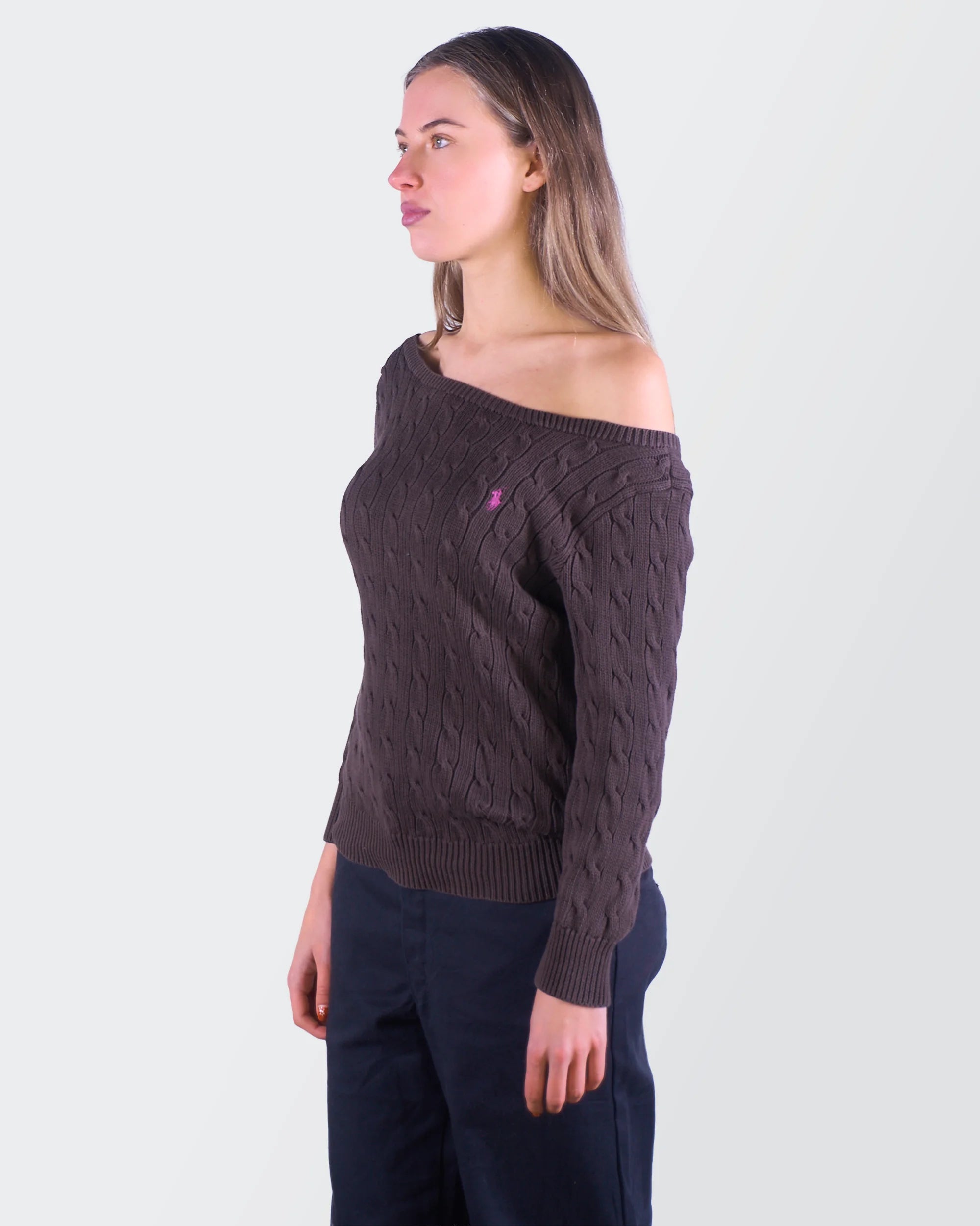 Ralph Lauren Brown Cable Knit S Cotton