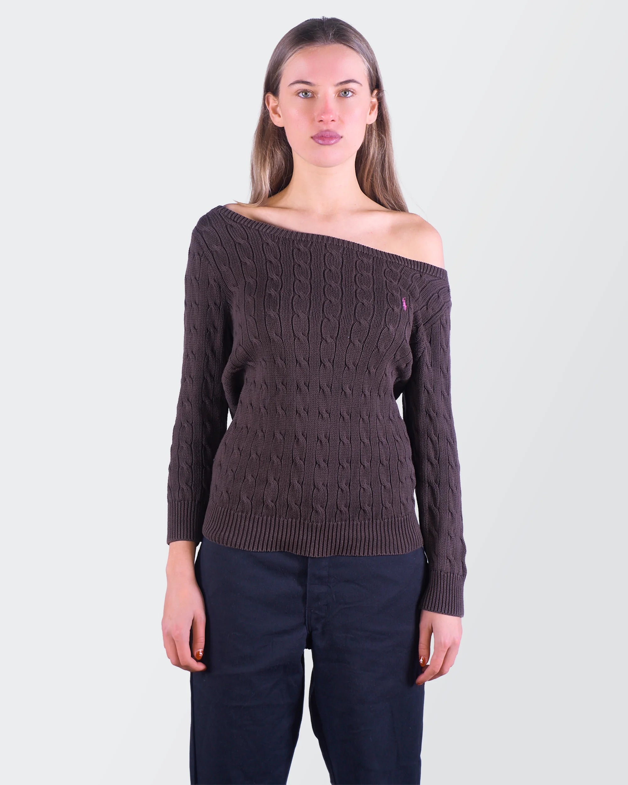 Ralph Lauren Brown Cable Knit S Cotton