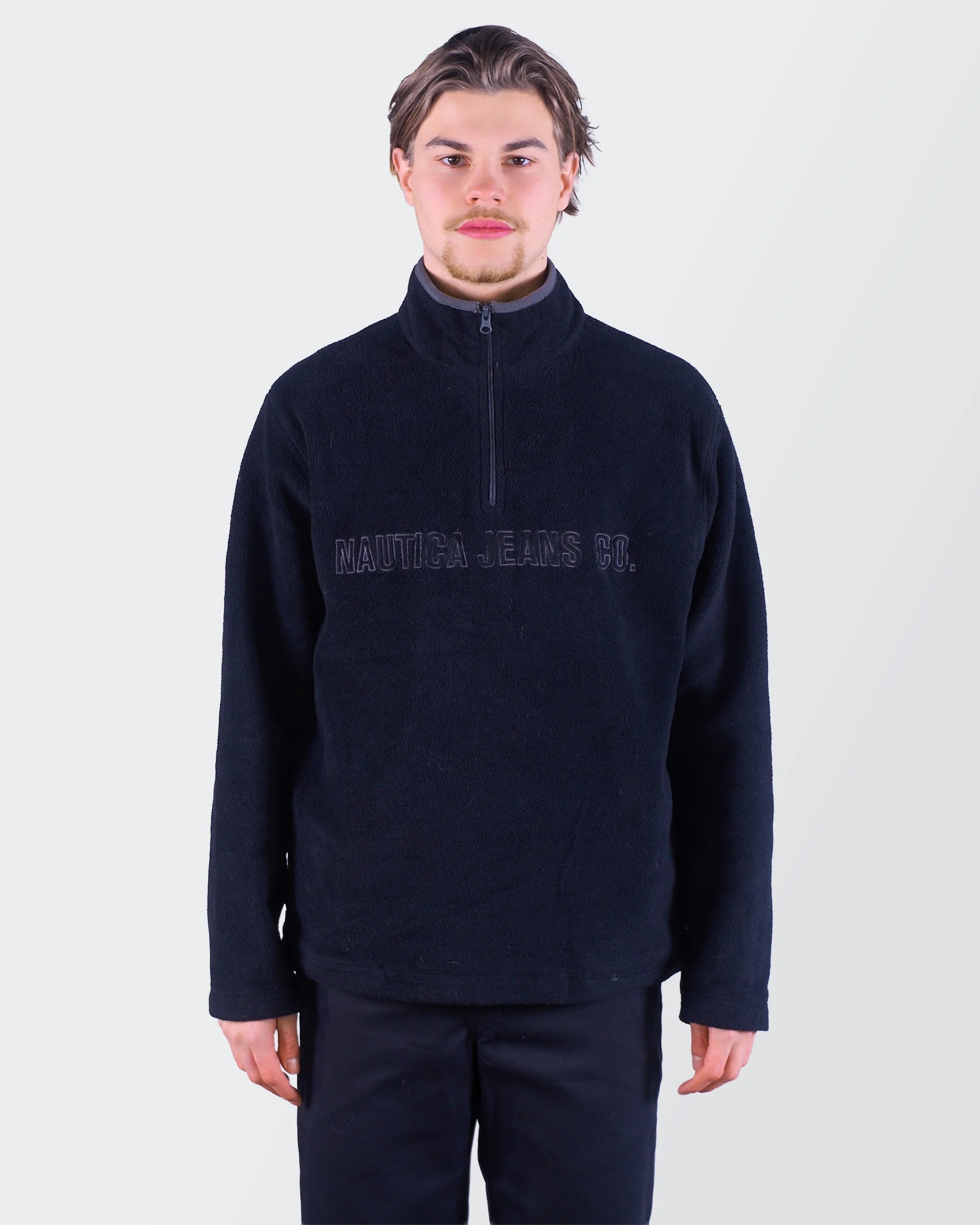 Nautica Black Quarter-zip Fleece Pullover M