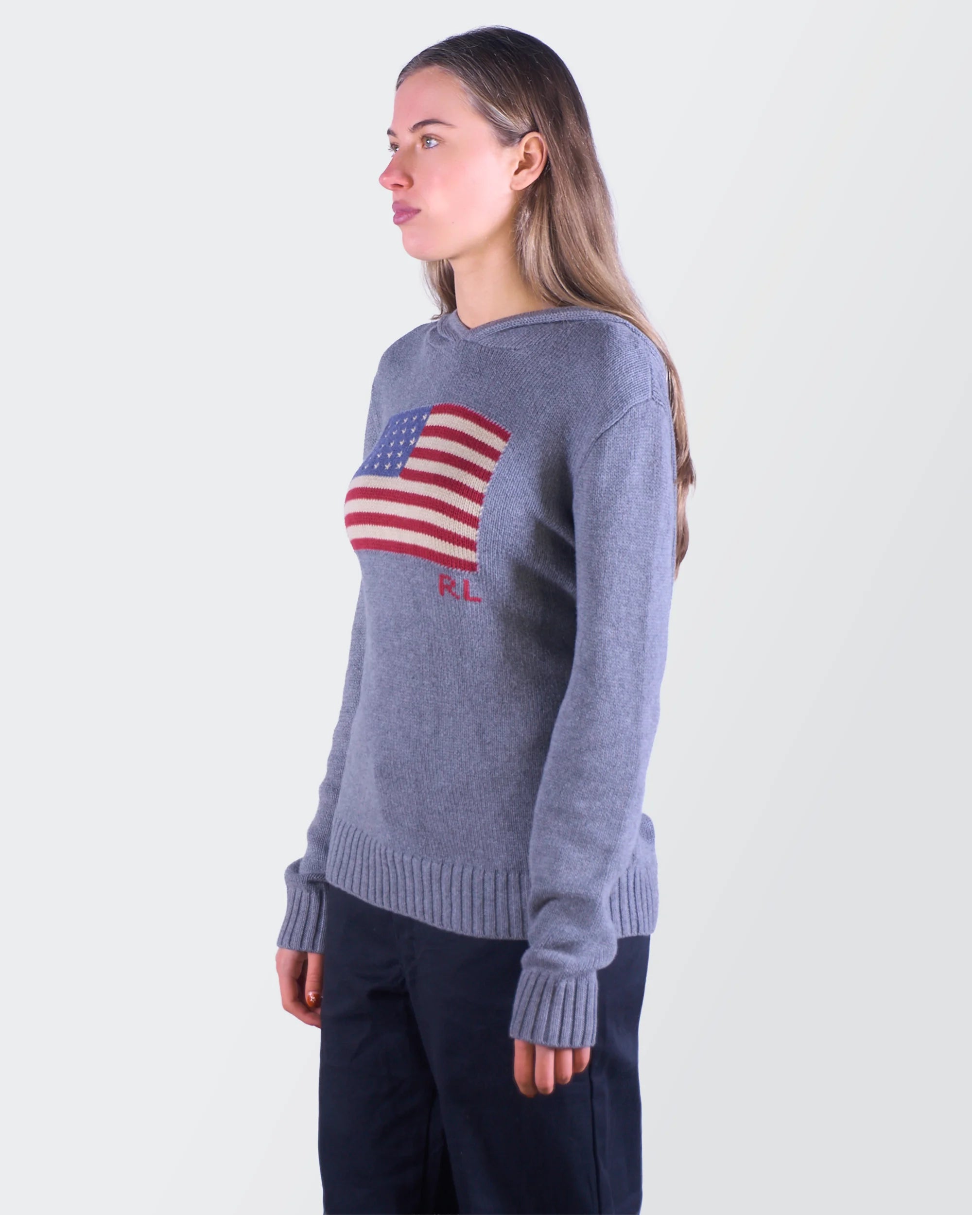 Ralph Lauren grijze hoodie met vlagmotief maat S