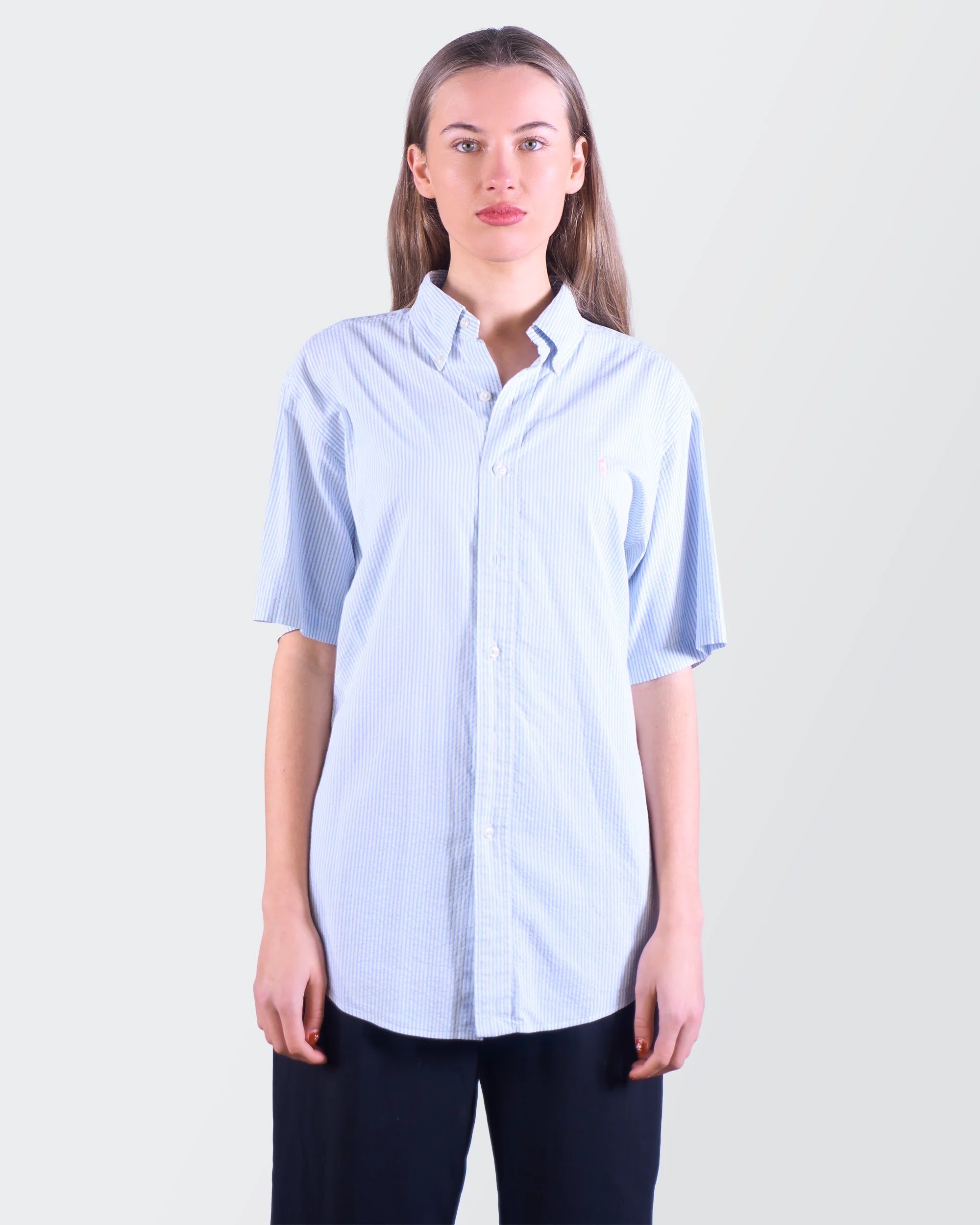 Ralph Lauren blauw overhemd met korte mouwen maat M