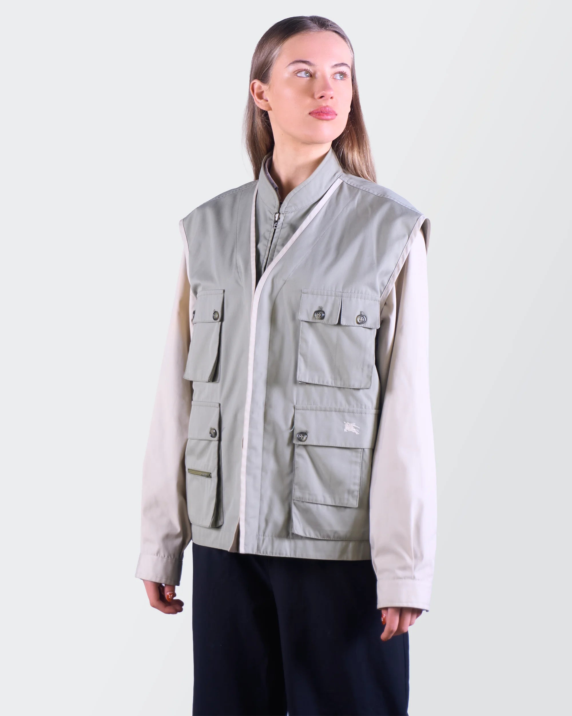 Burberry 1990's Beige Nylon Utility Vest - M