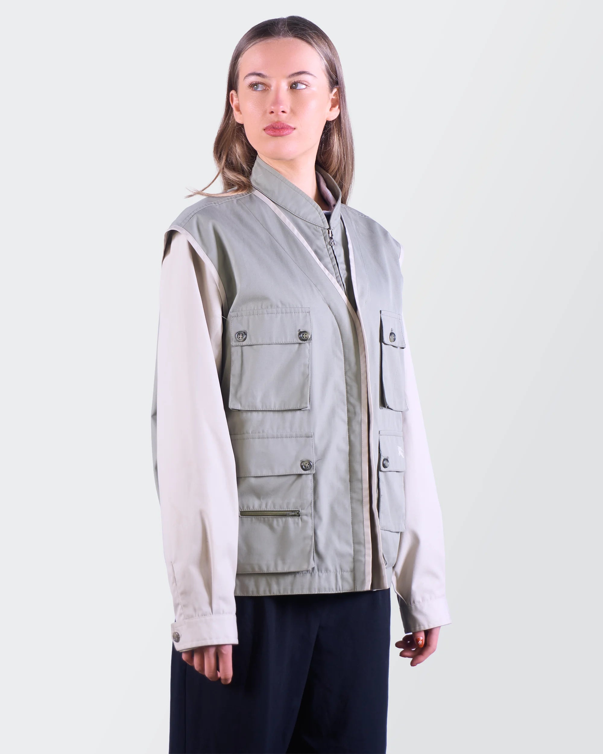 Burberry 1990's Beige Nylon Utility Vest - M
