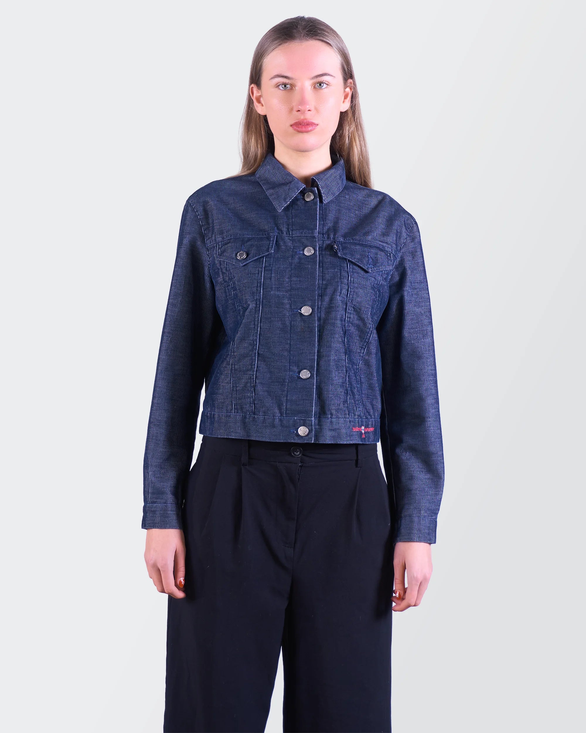 Burberry 2000's Blue Cropped Ribcord Jacket - S