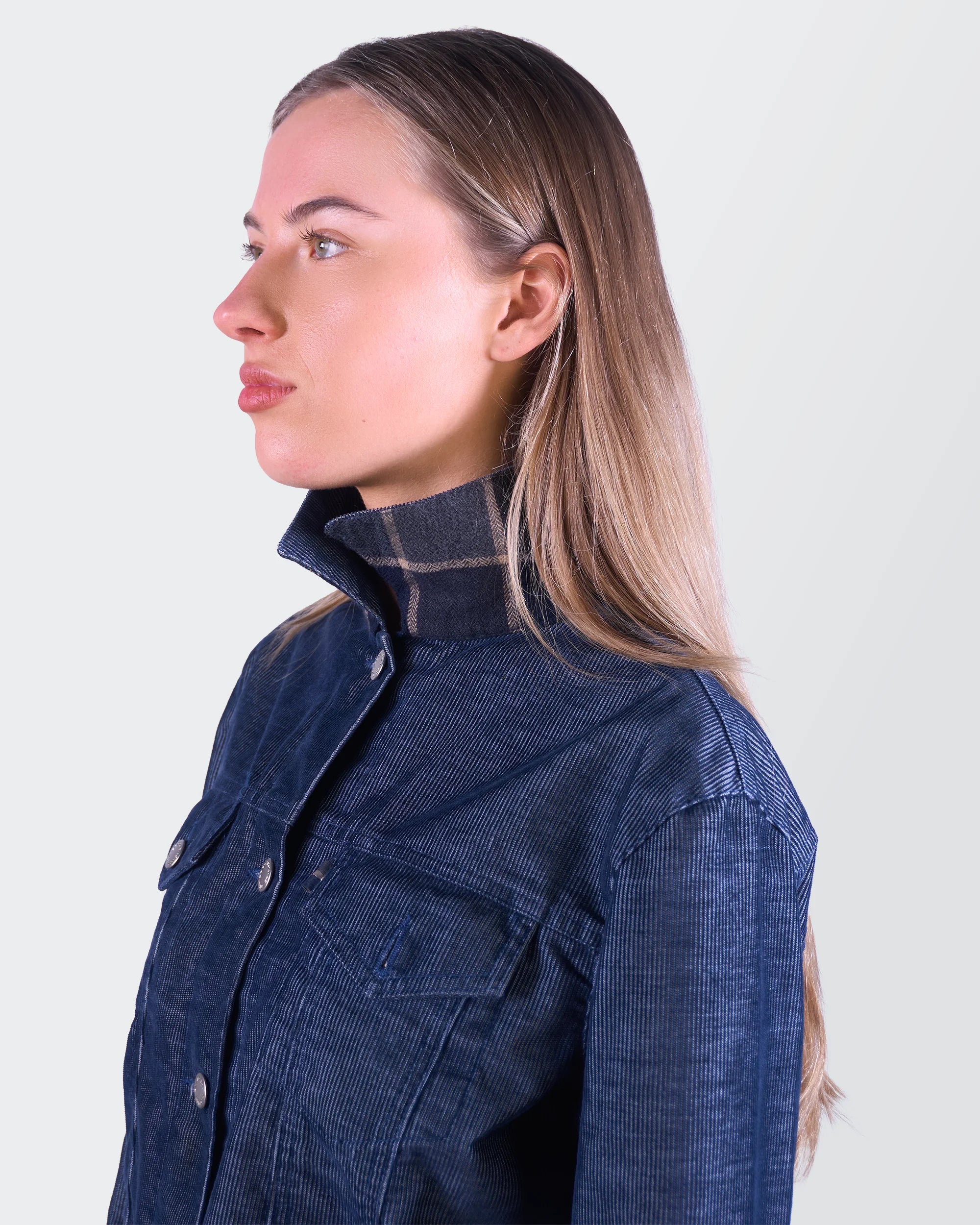 Burberry 2000's Blue Cropped Ribcord Jacket - S