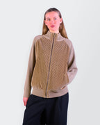 Burberry 2000's Beige Corduroy Zip Cardigan - S