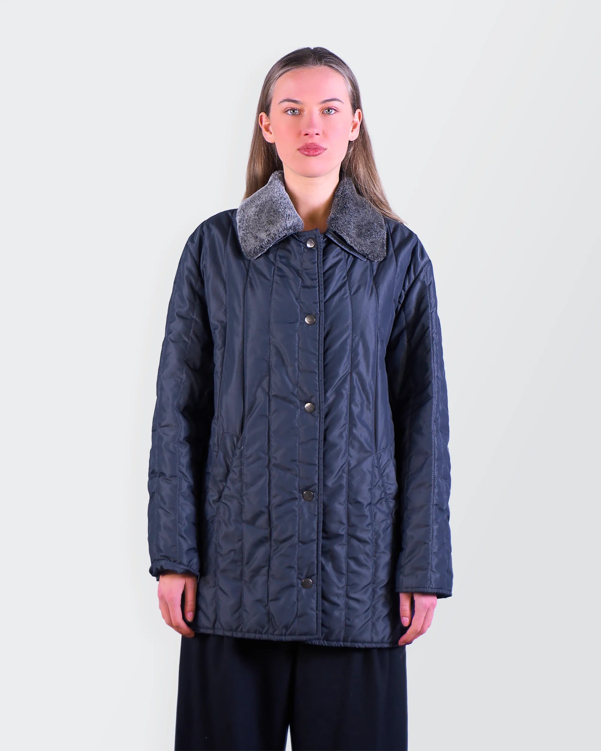 Burberry Blue Faux Fur Coat - M