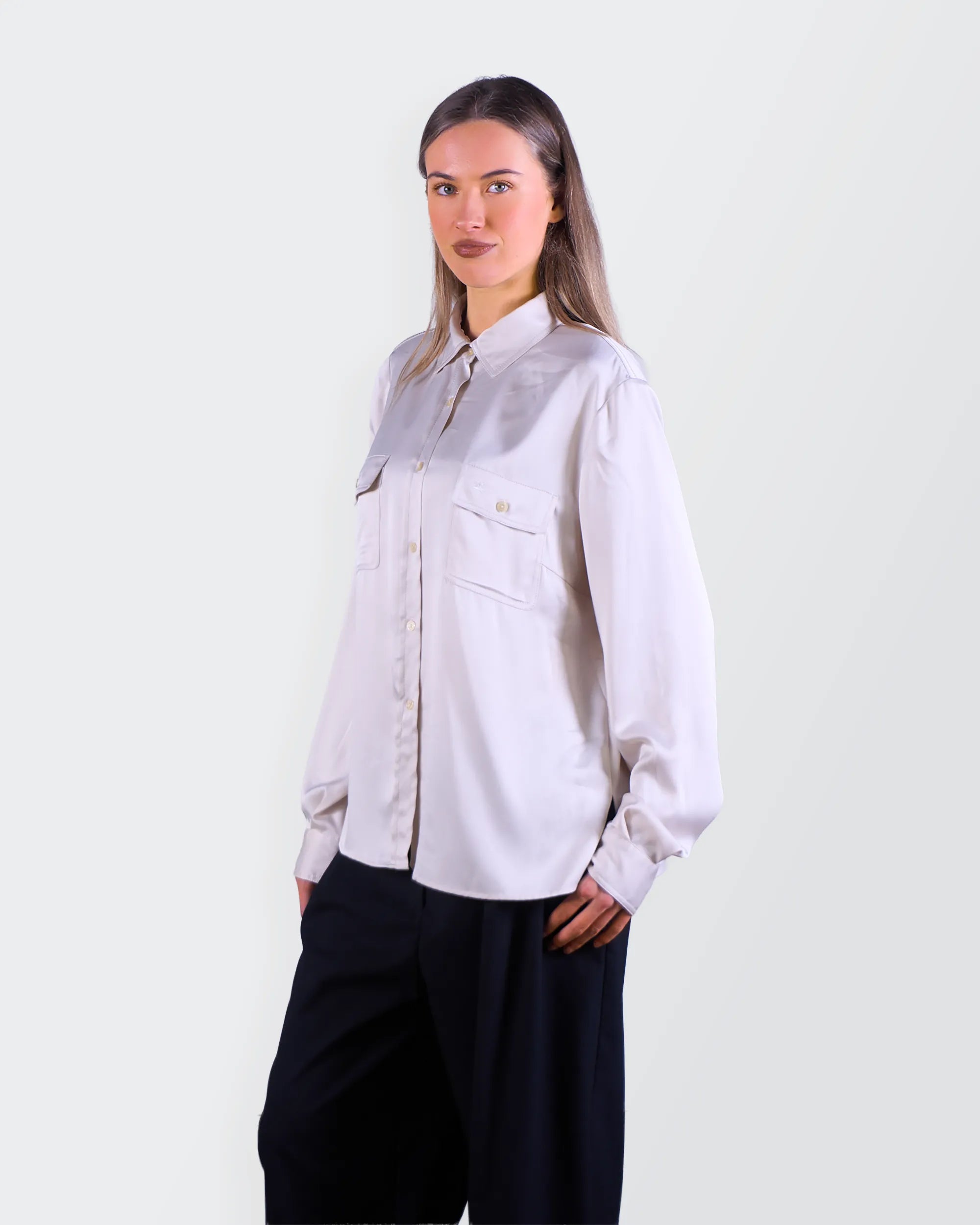 Burberry Silk Button-Up Shirt - L