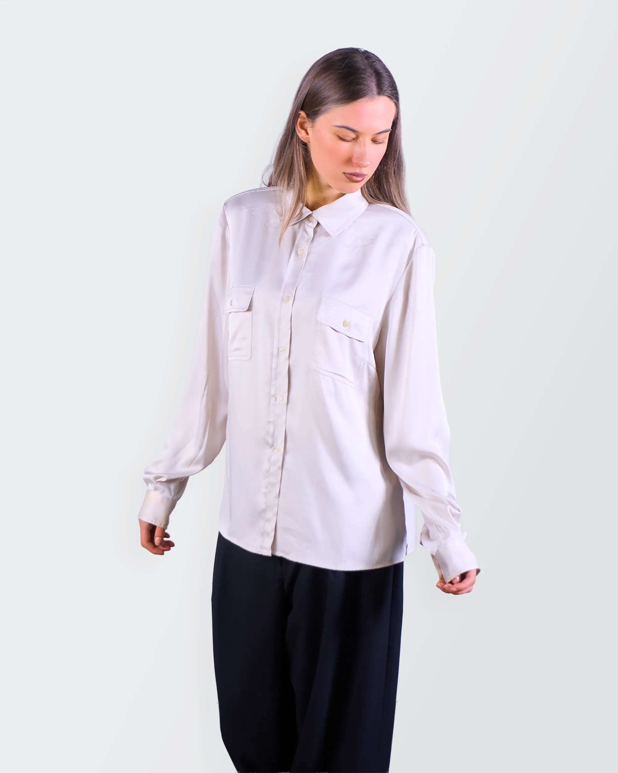 Burberry Silk Button-Up Shirt - L