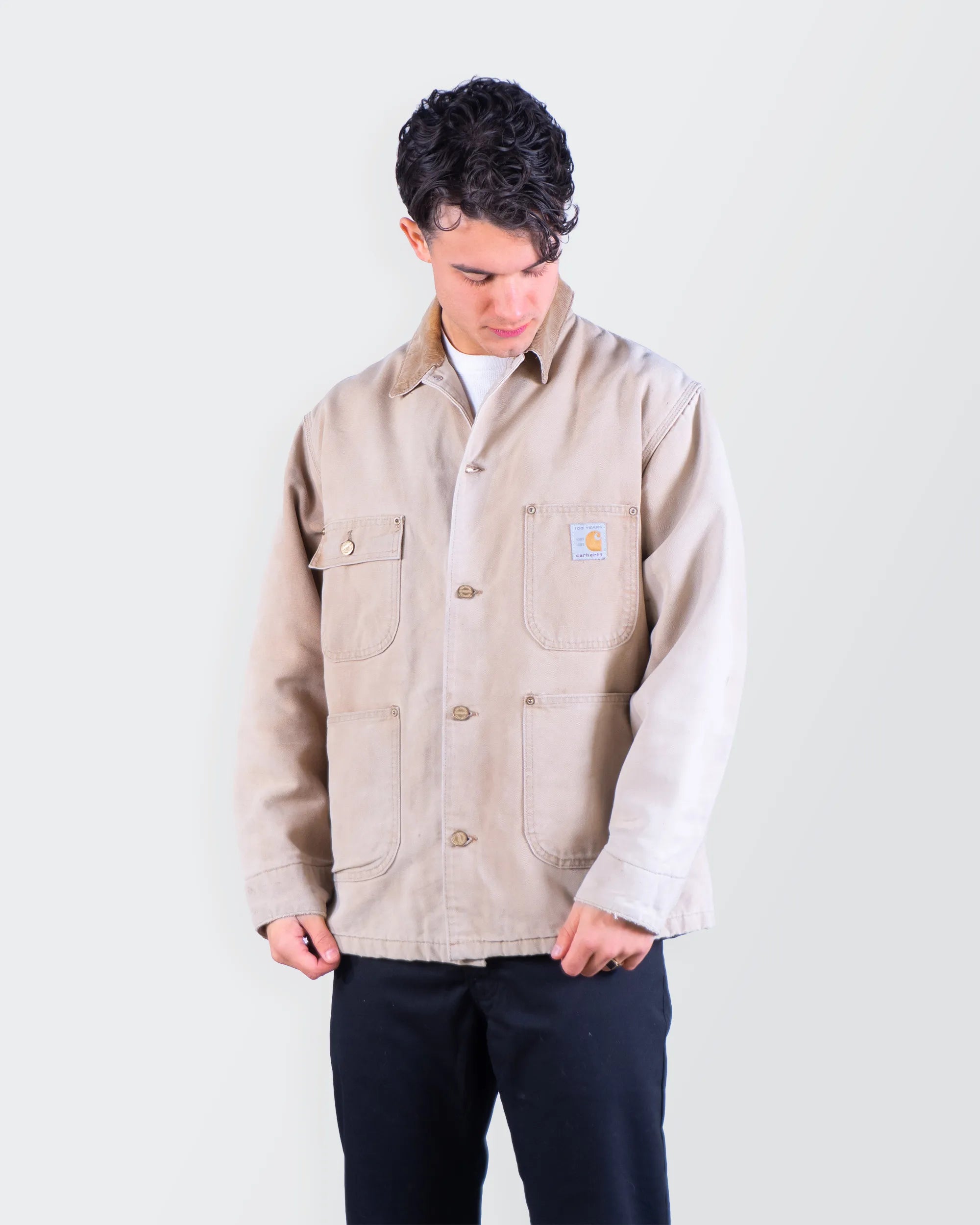 Rare Carhartt 1980's Beige Canvas Chore Coat - M