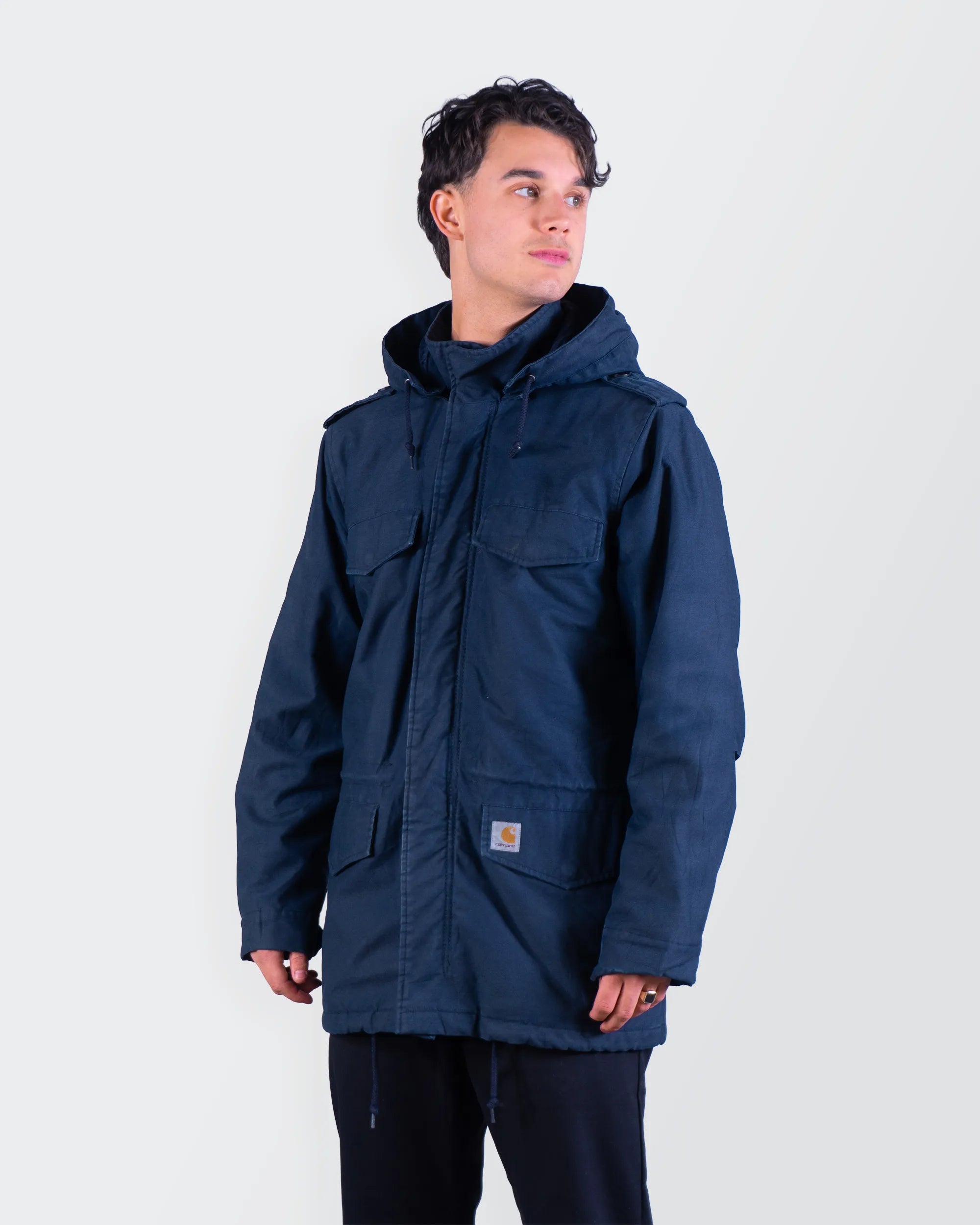 Carhartt Navy Hooded Parka - M