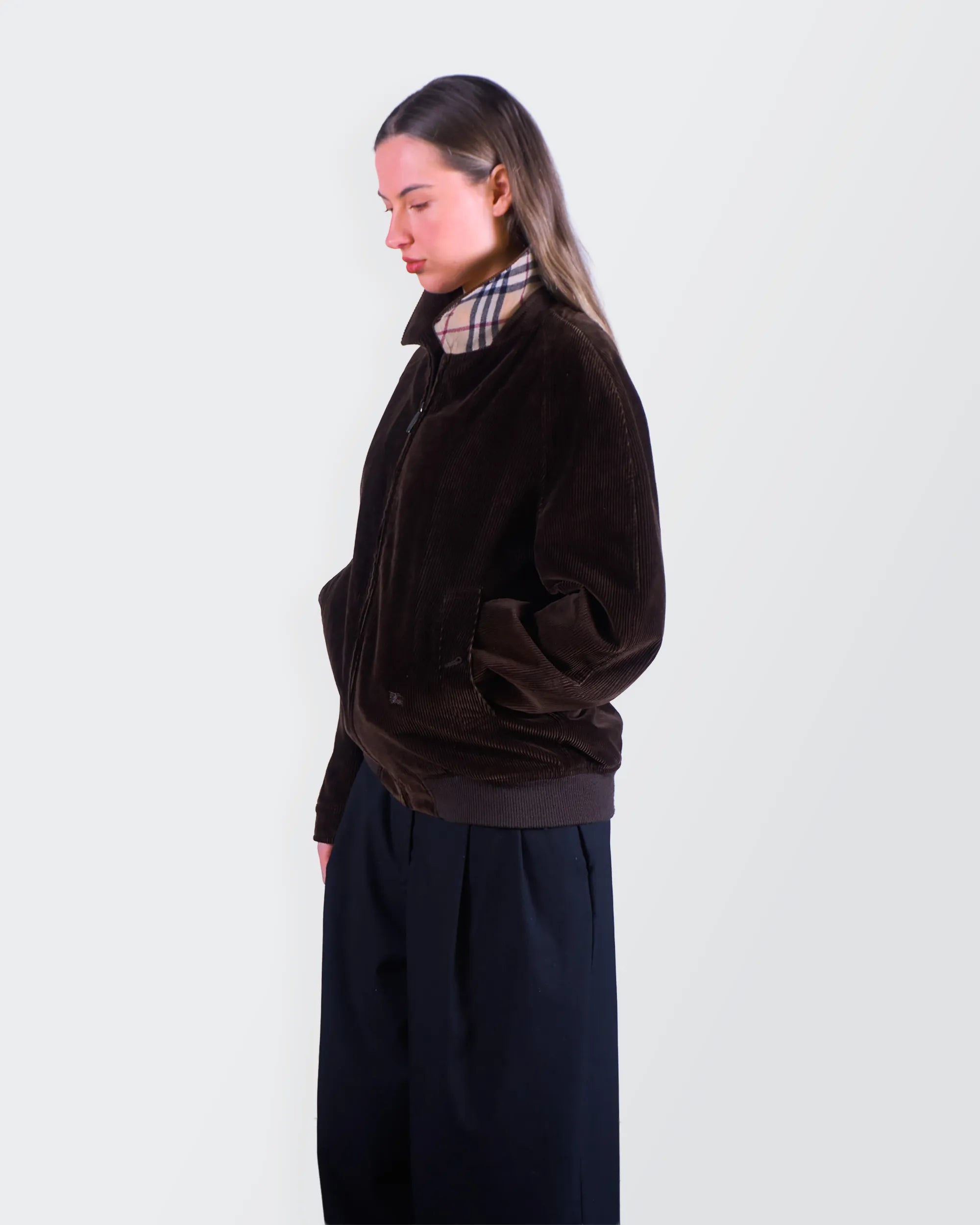 Burberry 2000's Brown Corduroy Harrington Jacket - M