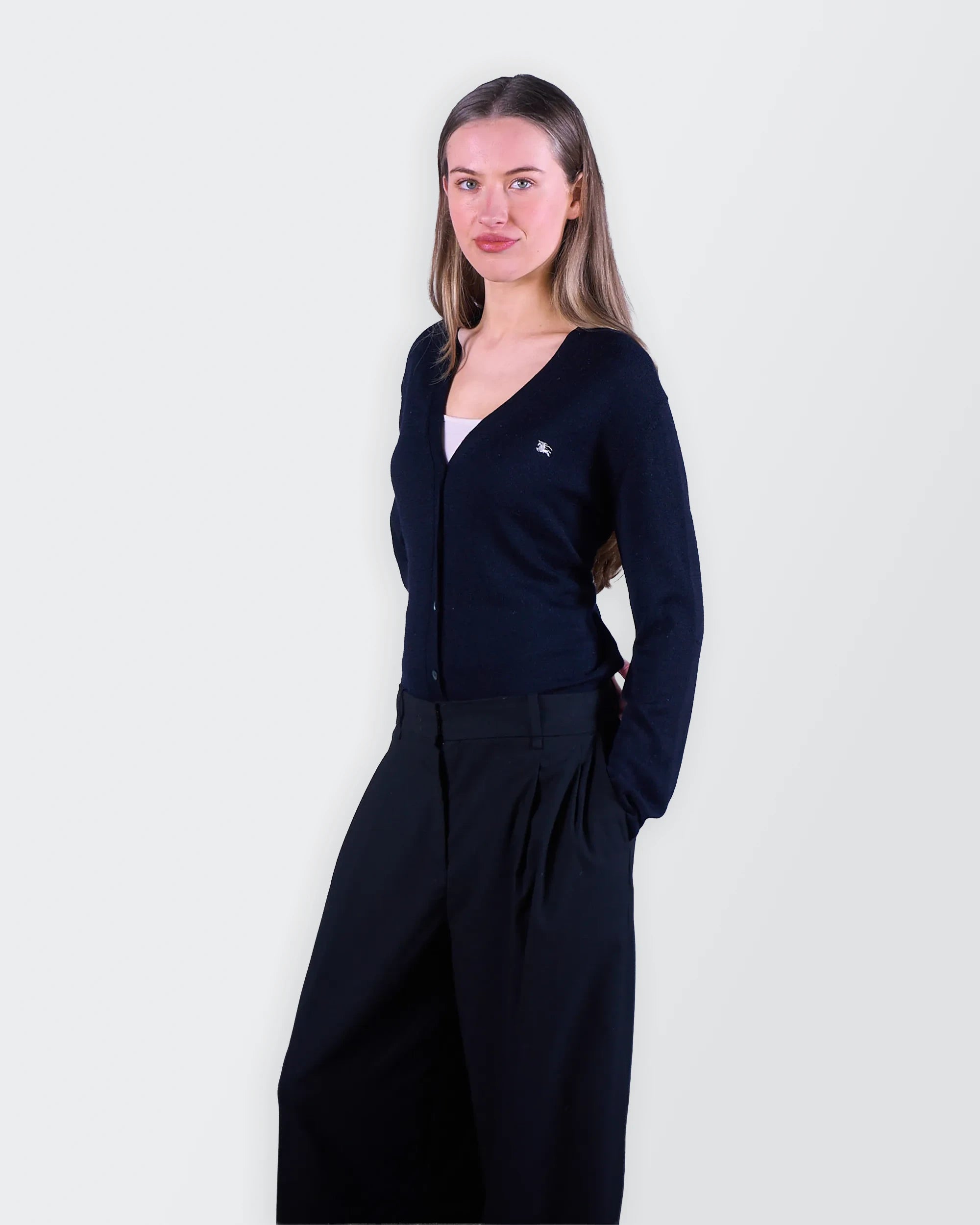 Burberry Navy Button Cardigan - S