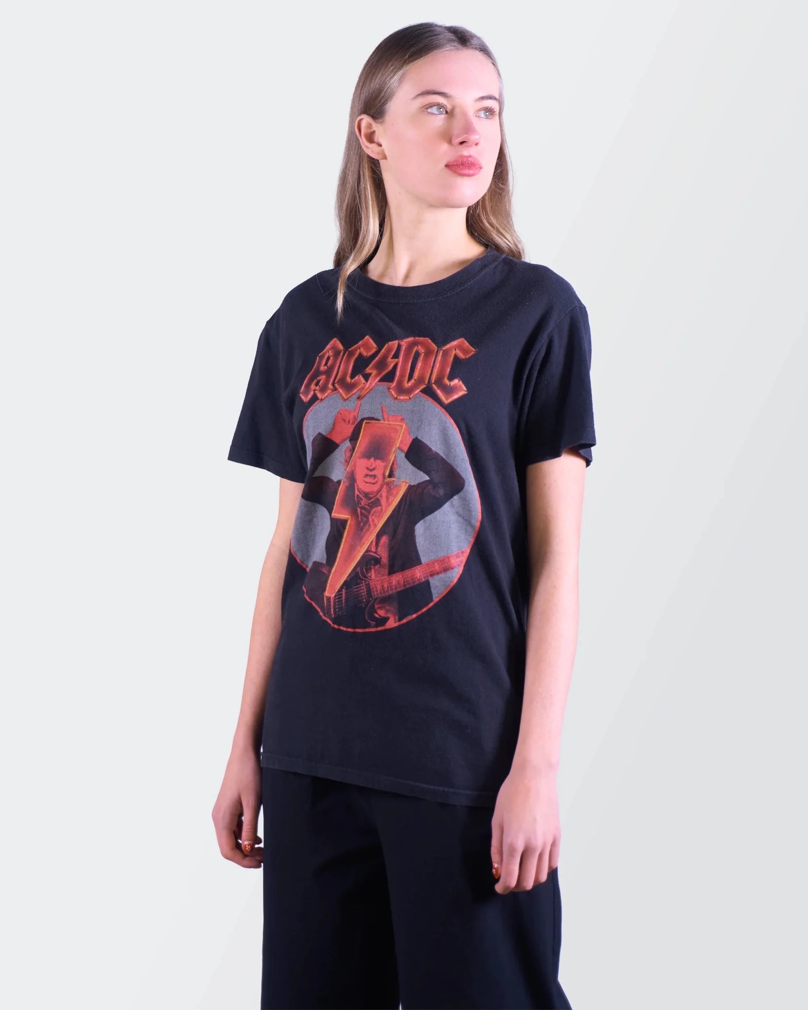 ACDC Black Cotton Graphic T-shirt - S