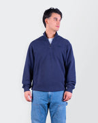 Adidas Navy Cotton Quarter - zip Sweater - L
