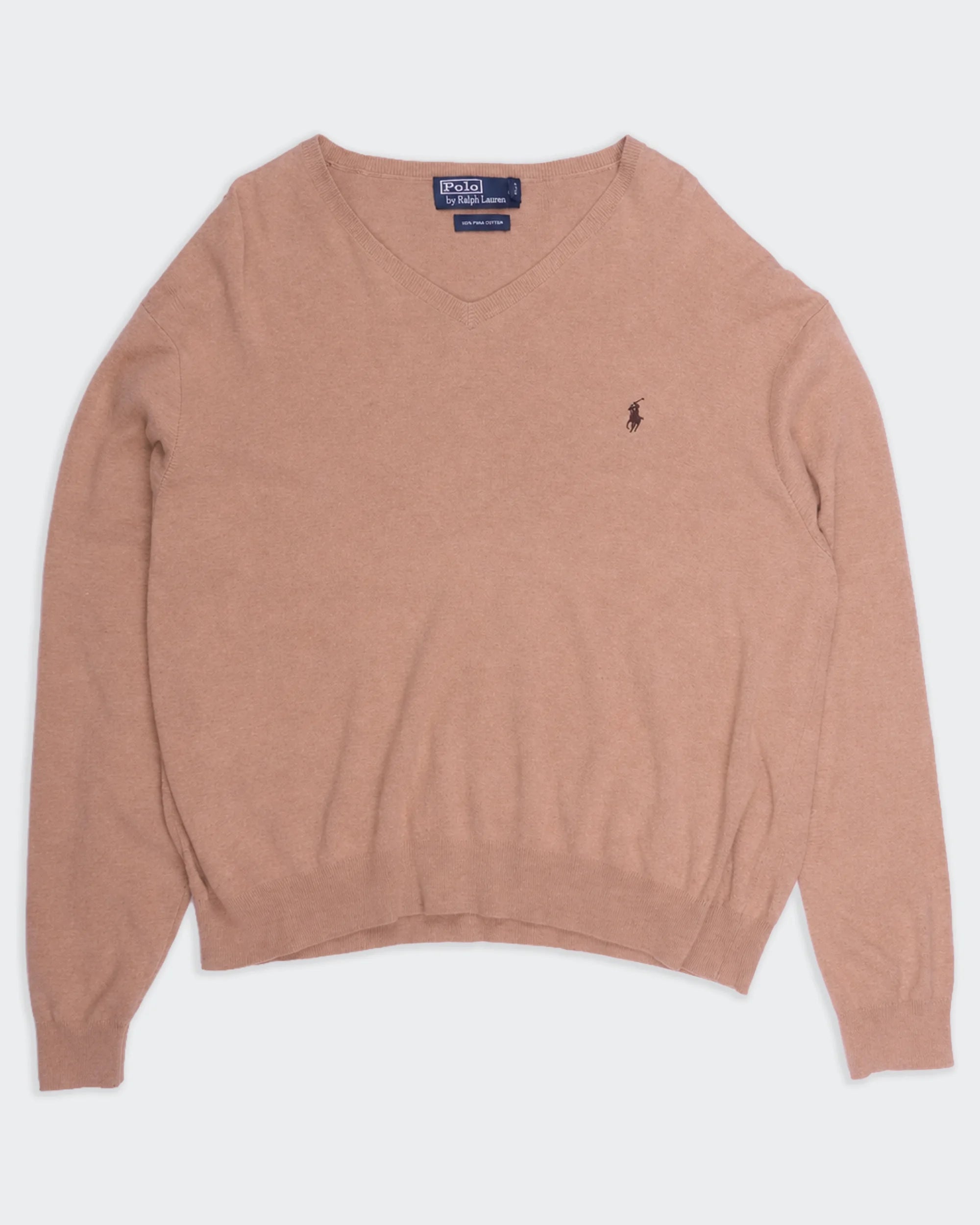 Ralph Lauren Brown V-neck Jumper - XL