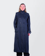 Burberry 1990's Navy Wool Trenchcoat - M