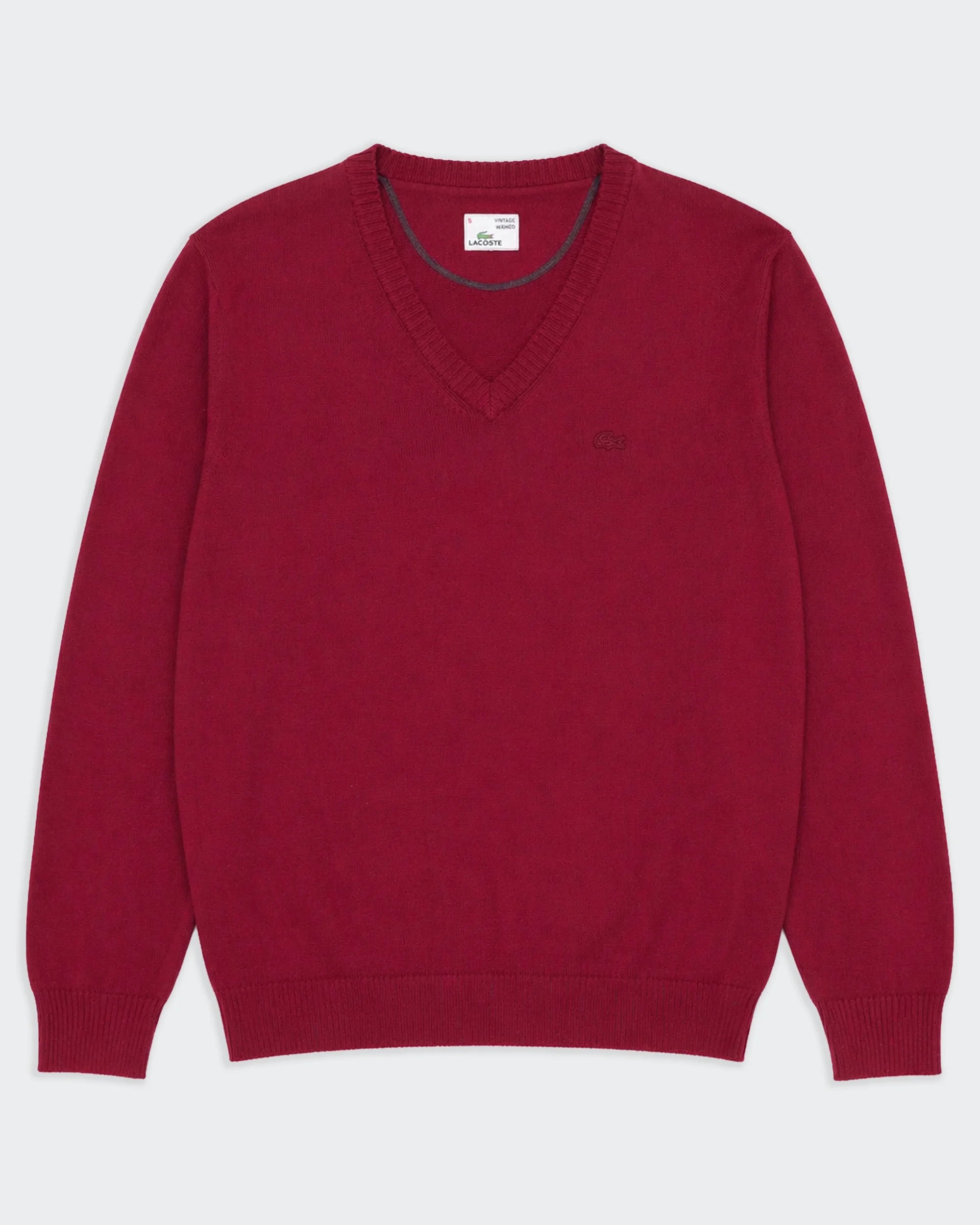Lacoste Red V-neck Jumper - L