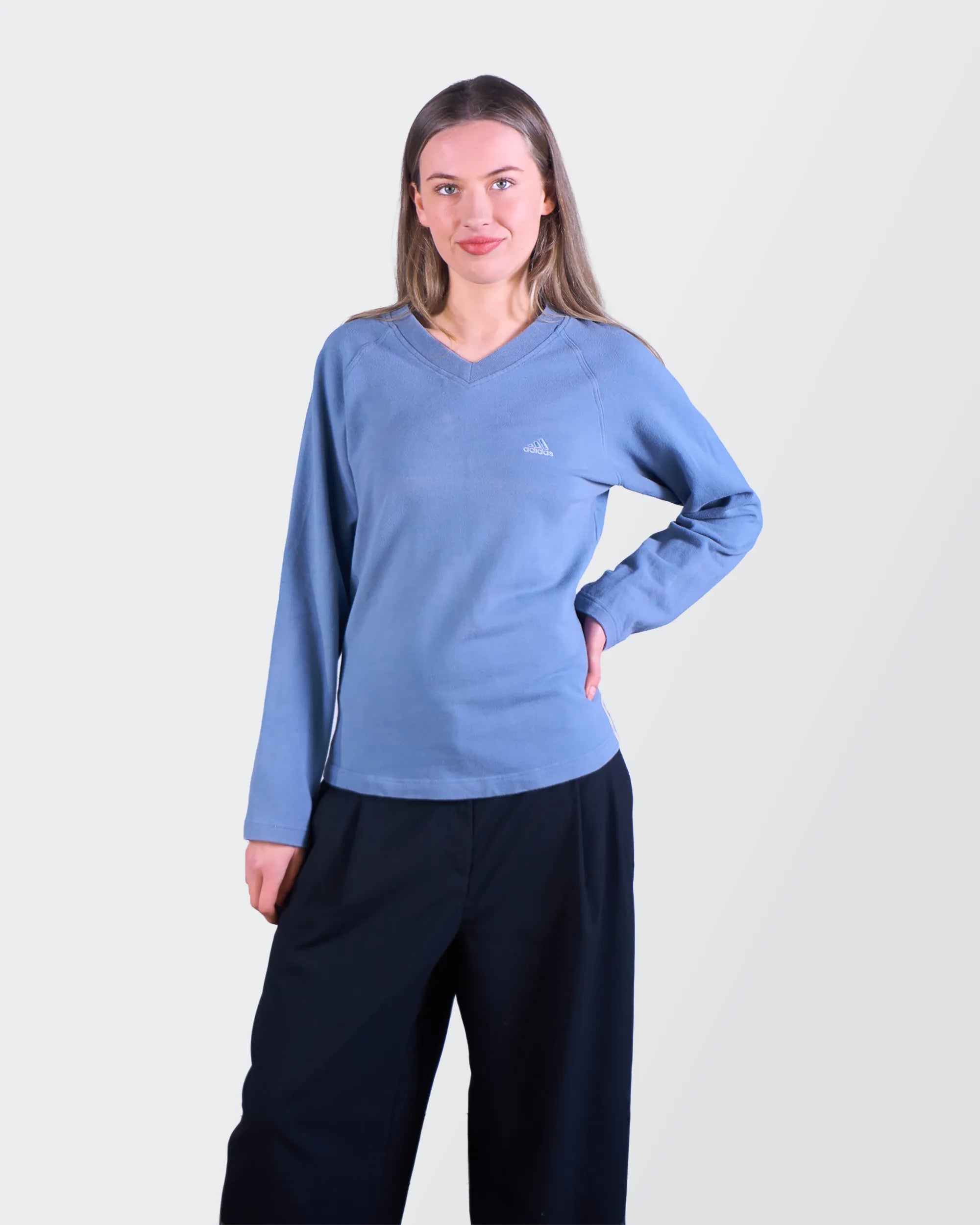 Adidas Blue V-Neck Sweater - S