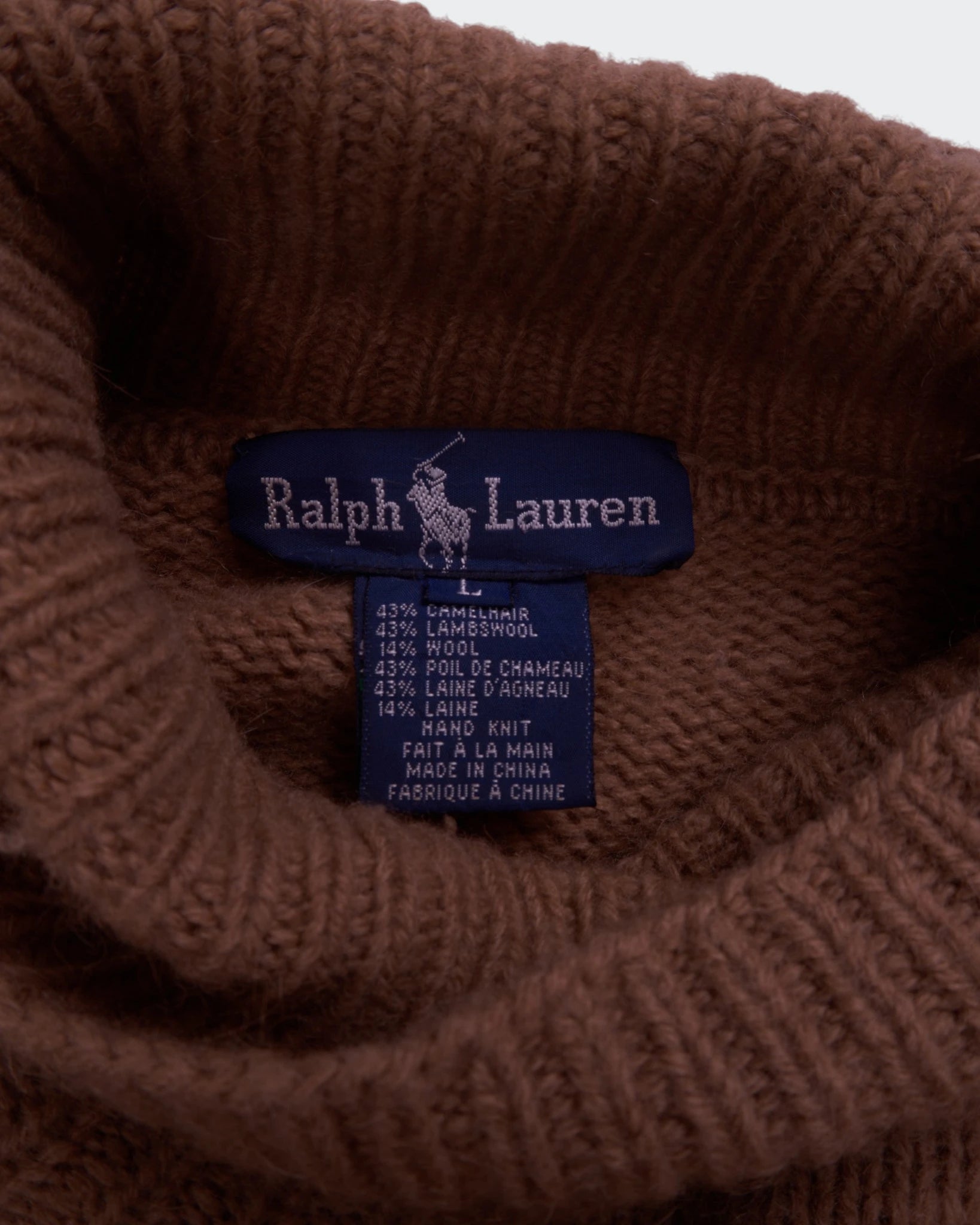 Ralph Lauren Brown Turtleneck Jumper - XL