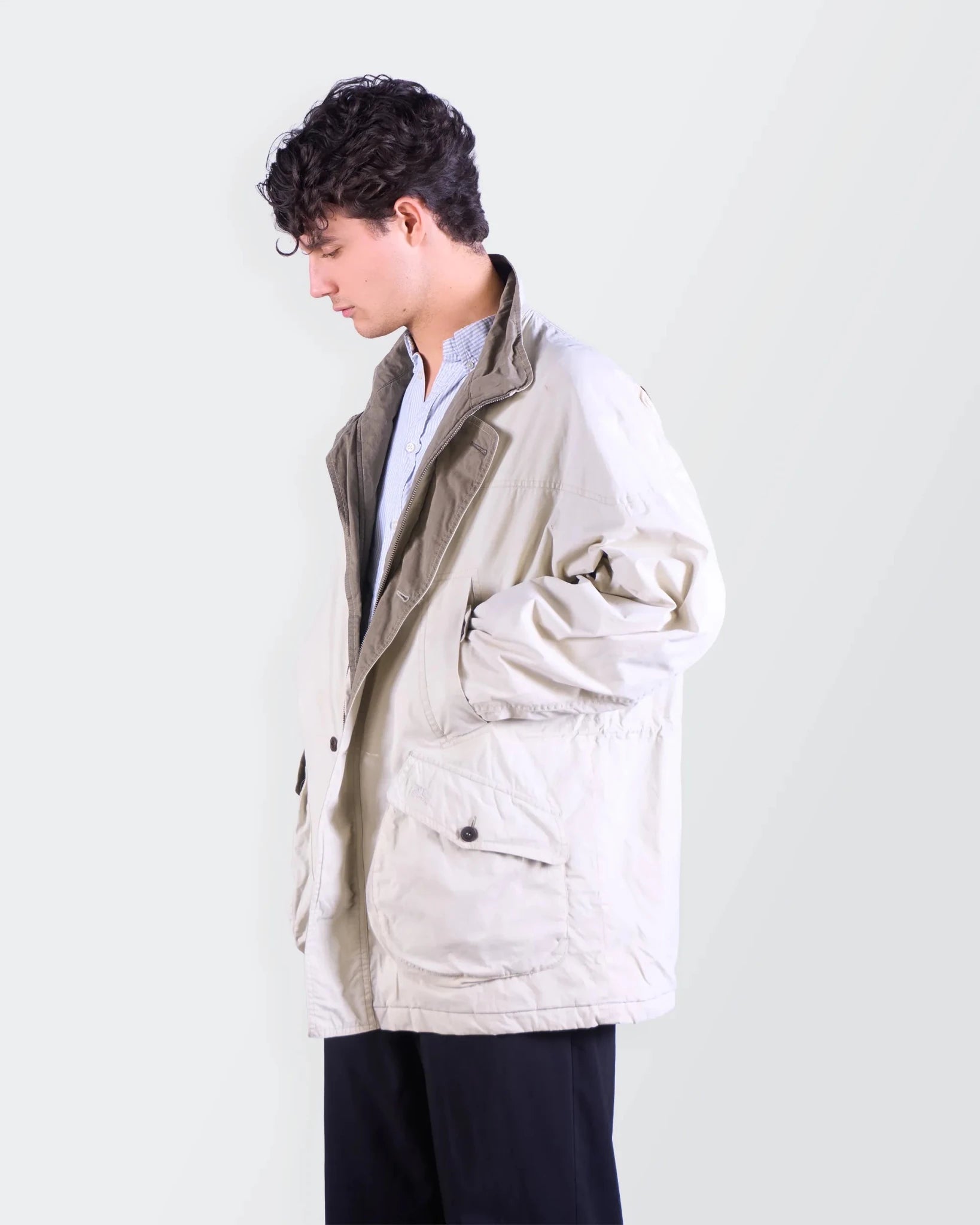 Burberry 1990's Beige Cotton Field Jacket - XL