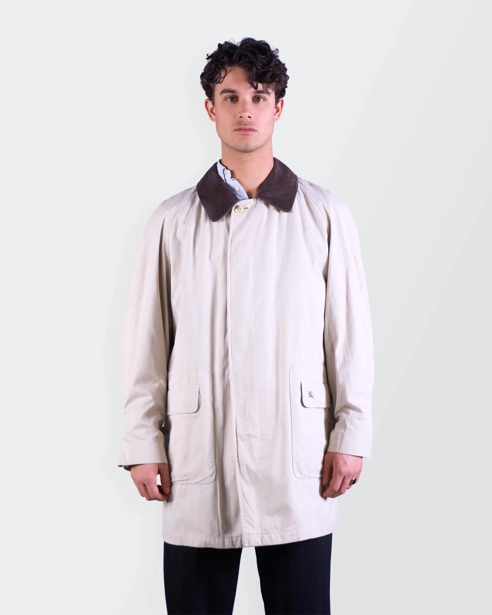 Burberry 1990's Beige Cotton Raincoat - L