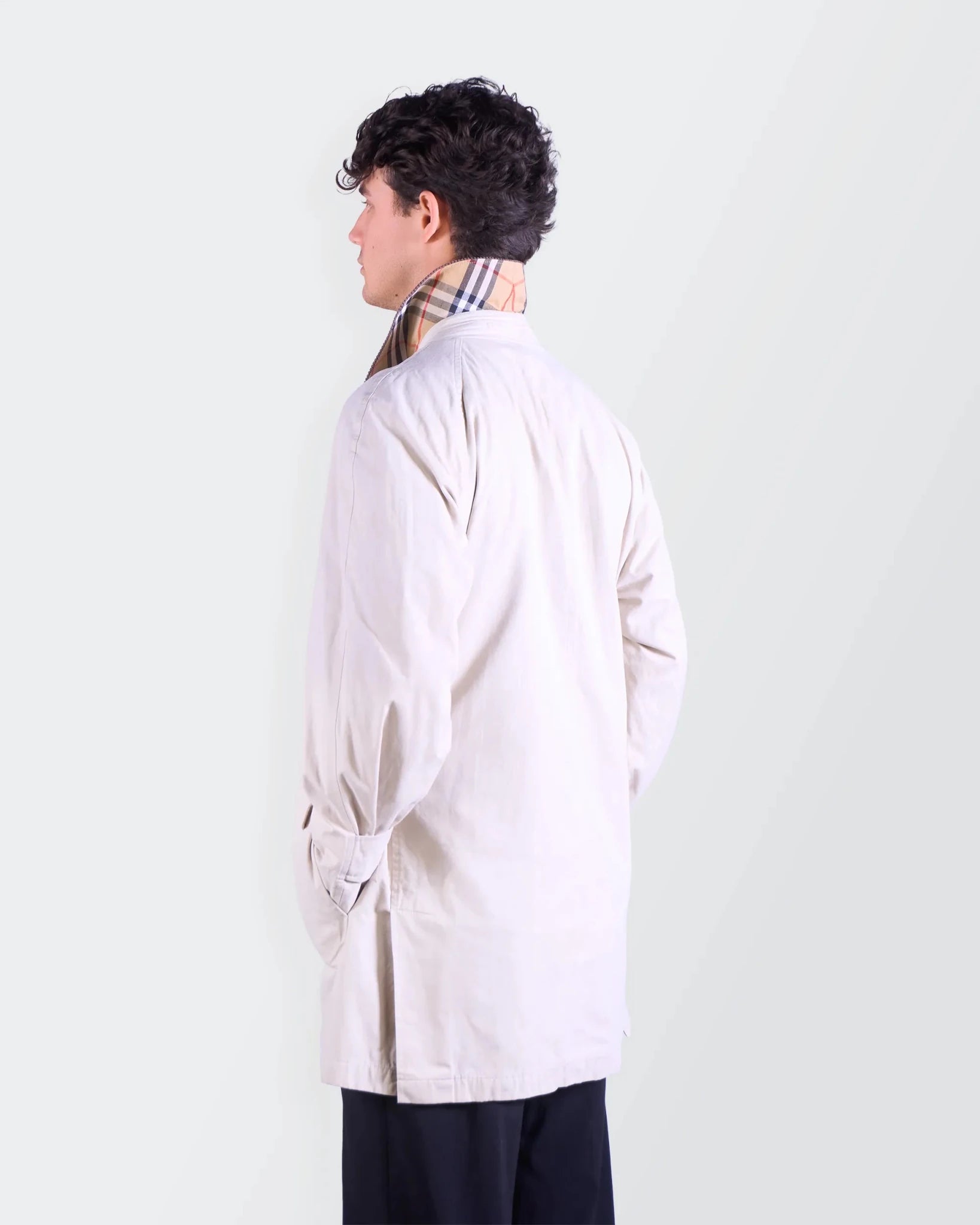 Burberry 1990's Beige Cotton Raincoat - L