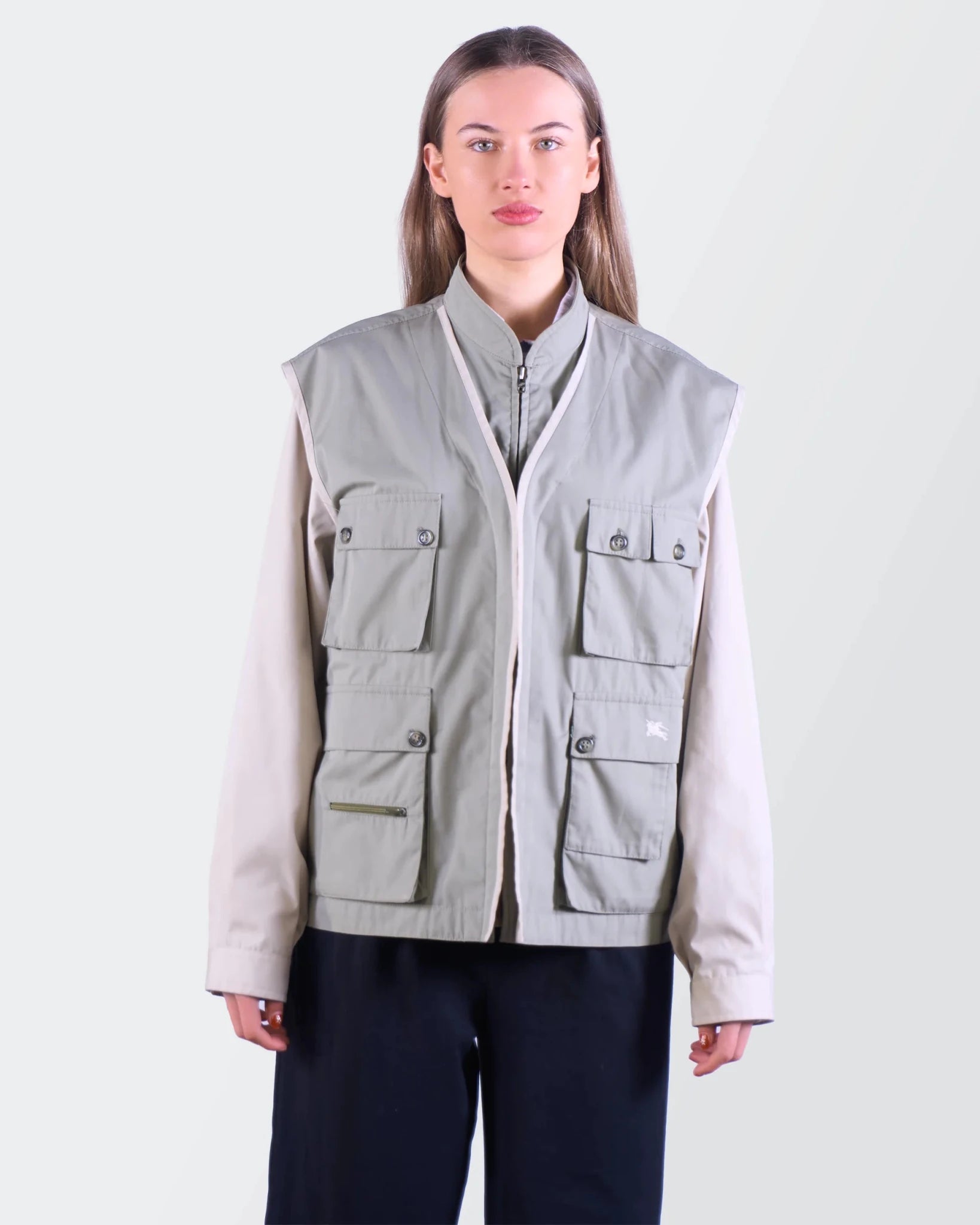 Burberry 1990's Beige Nylon Utility Vest - M