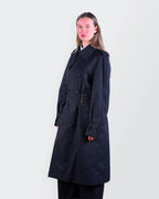 Burberry 1990's Black Cotton Trenchcoat - M