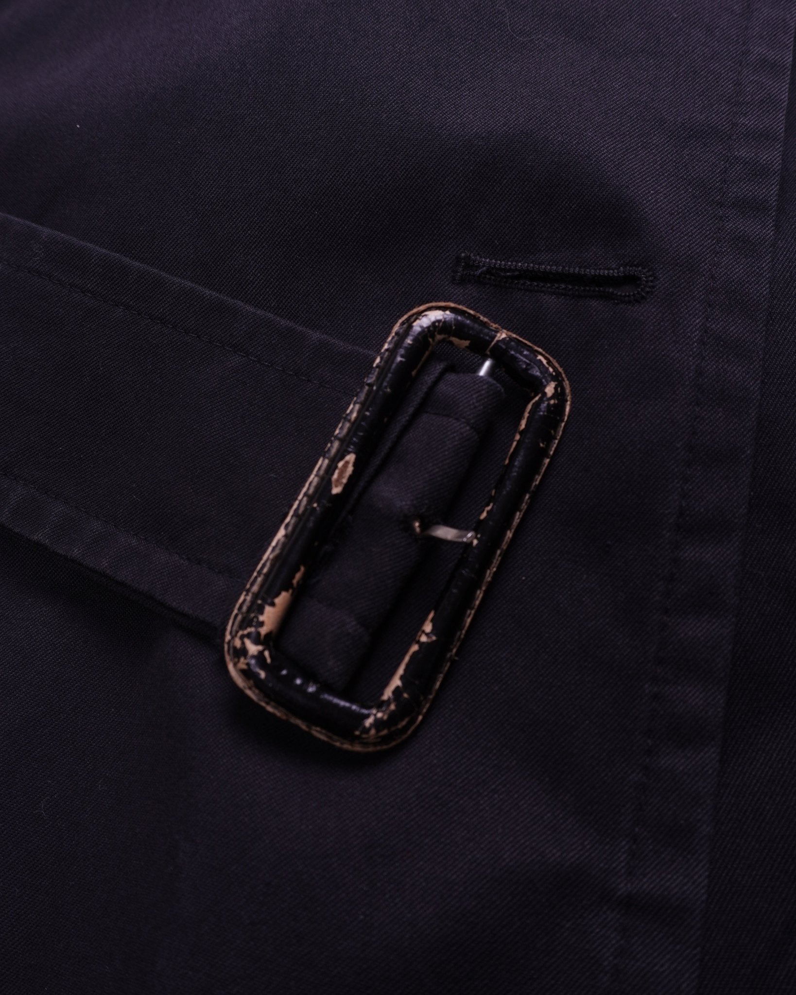 Burberry 1990's Black Cotton Trenchcoat - M