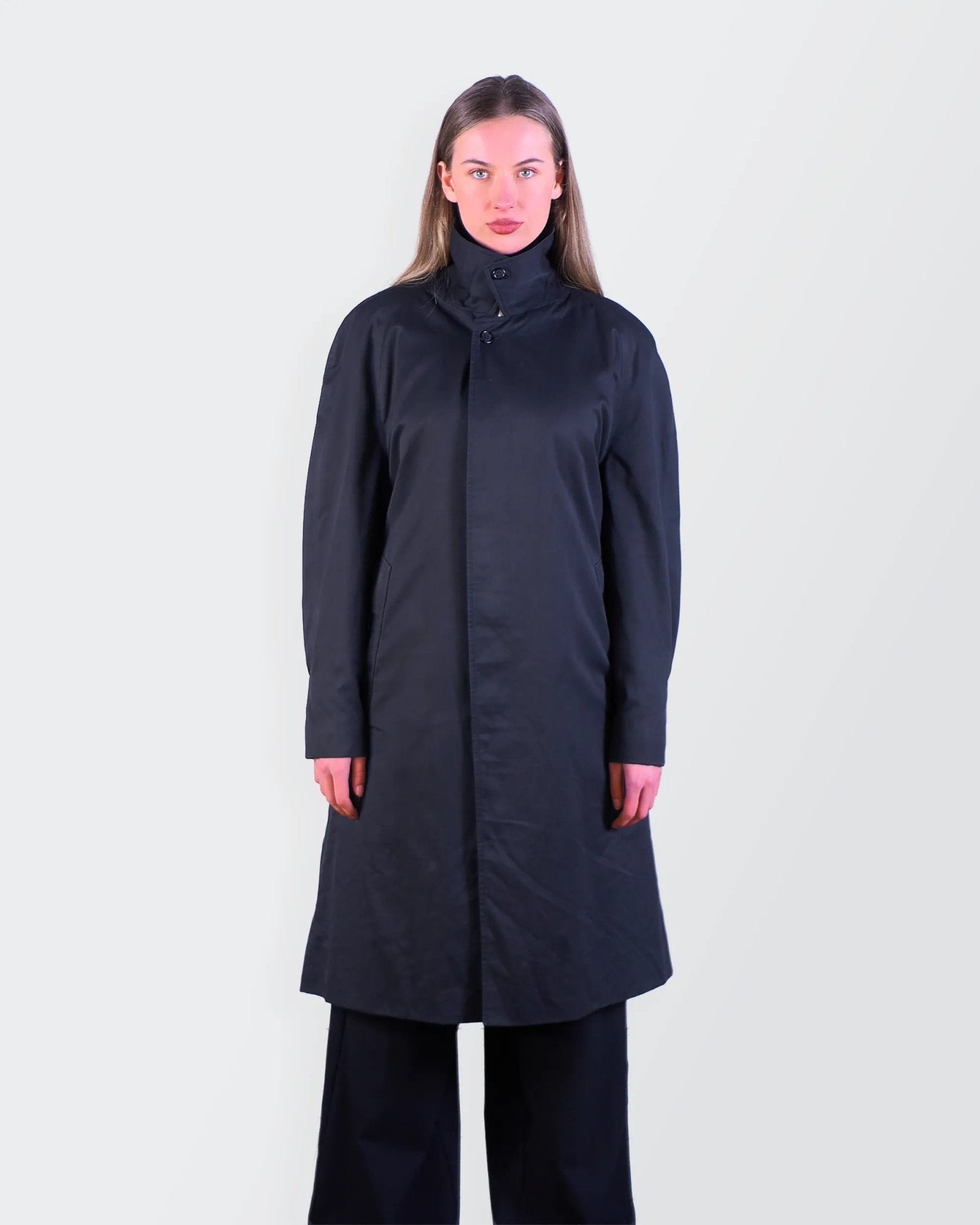 Burberry 1990's Black Wool Overcoat - M