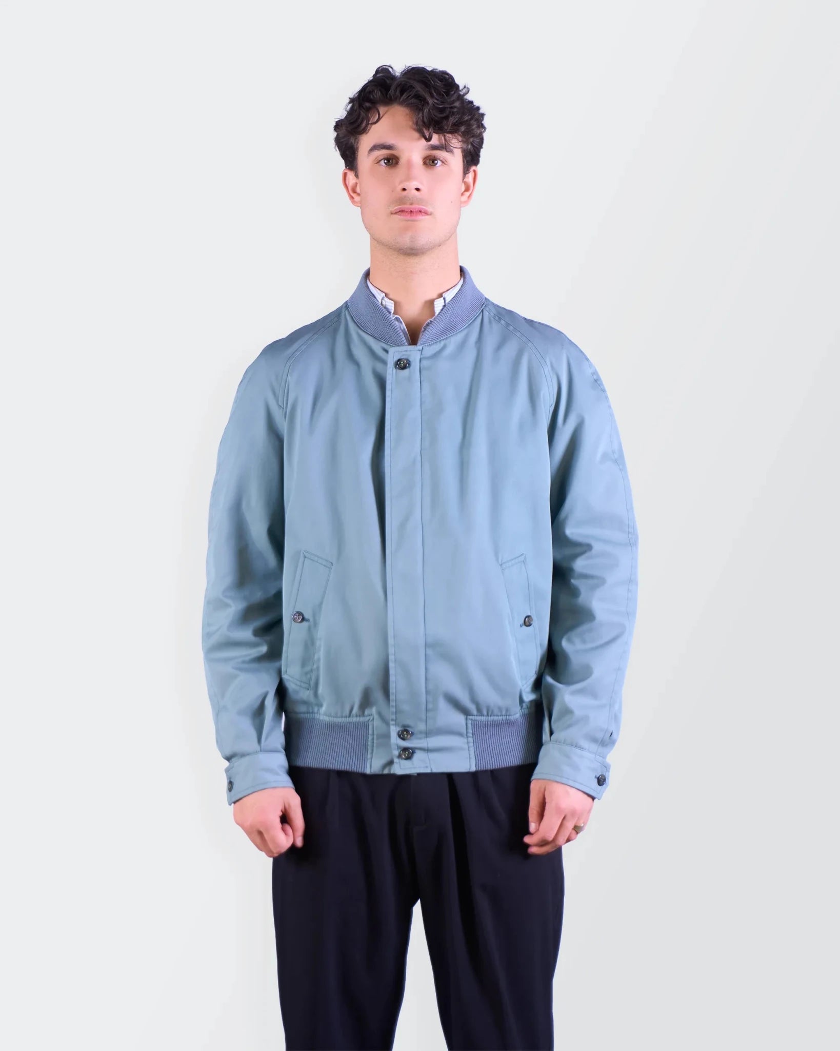 Burberry 1990's Blue Bomber Jacket - M