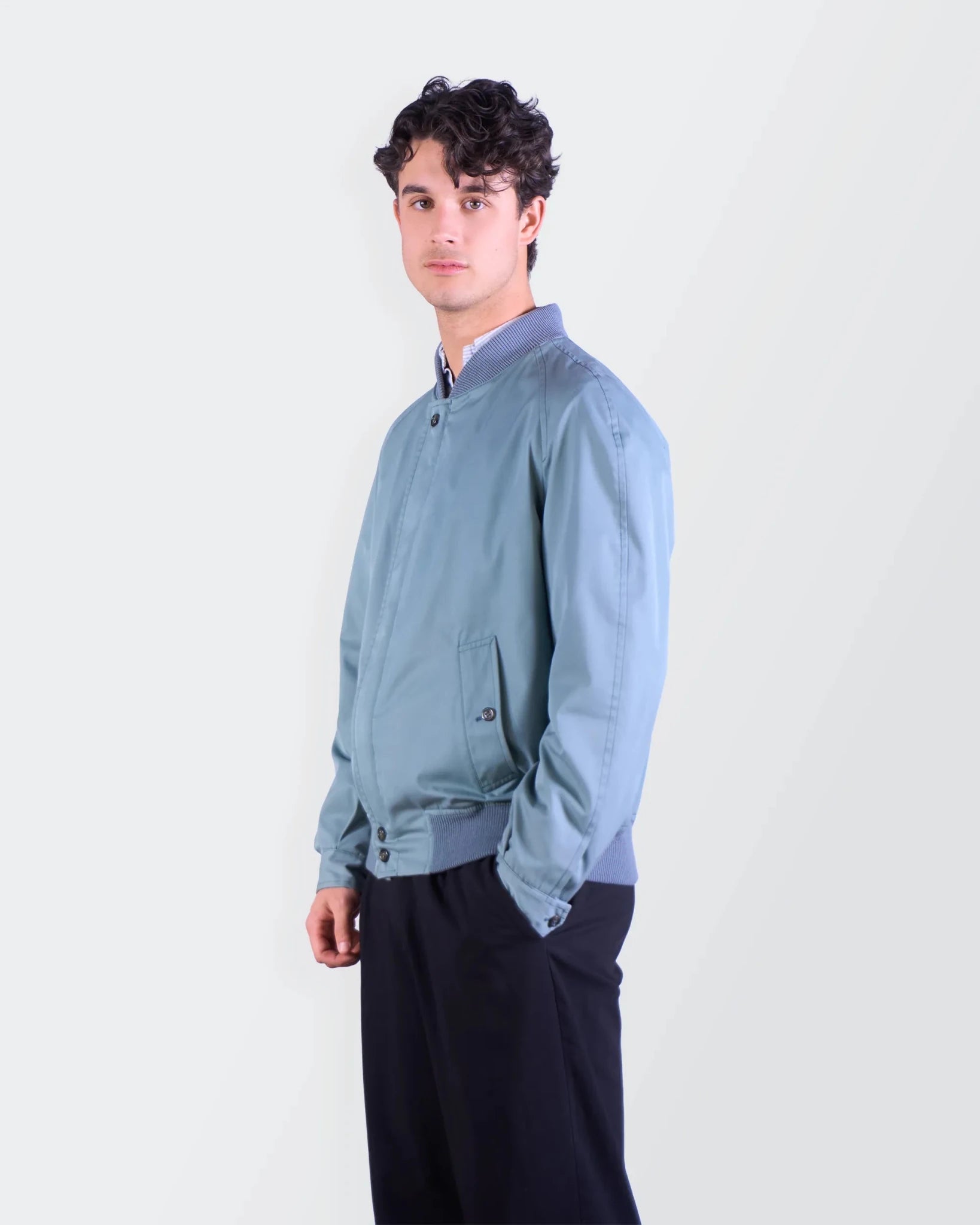 Burberry 1990's Blue Bomber Jacket - M