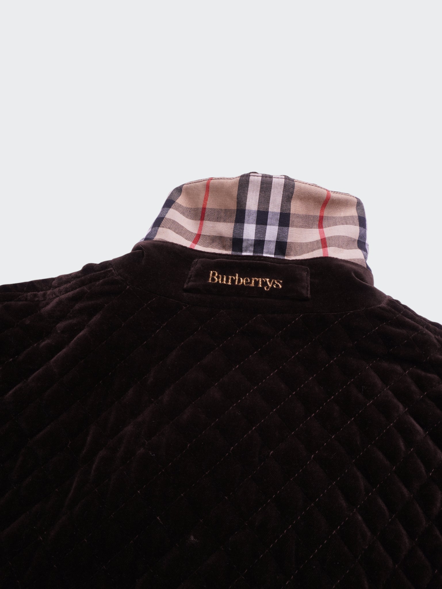 Burberry 1990's Brown Velvet Quilted Jacket - S