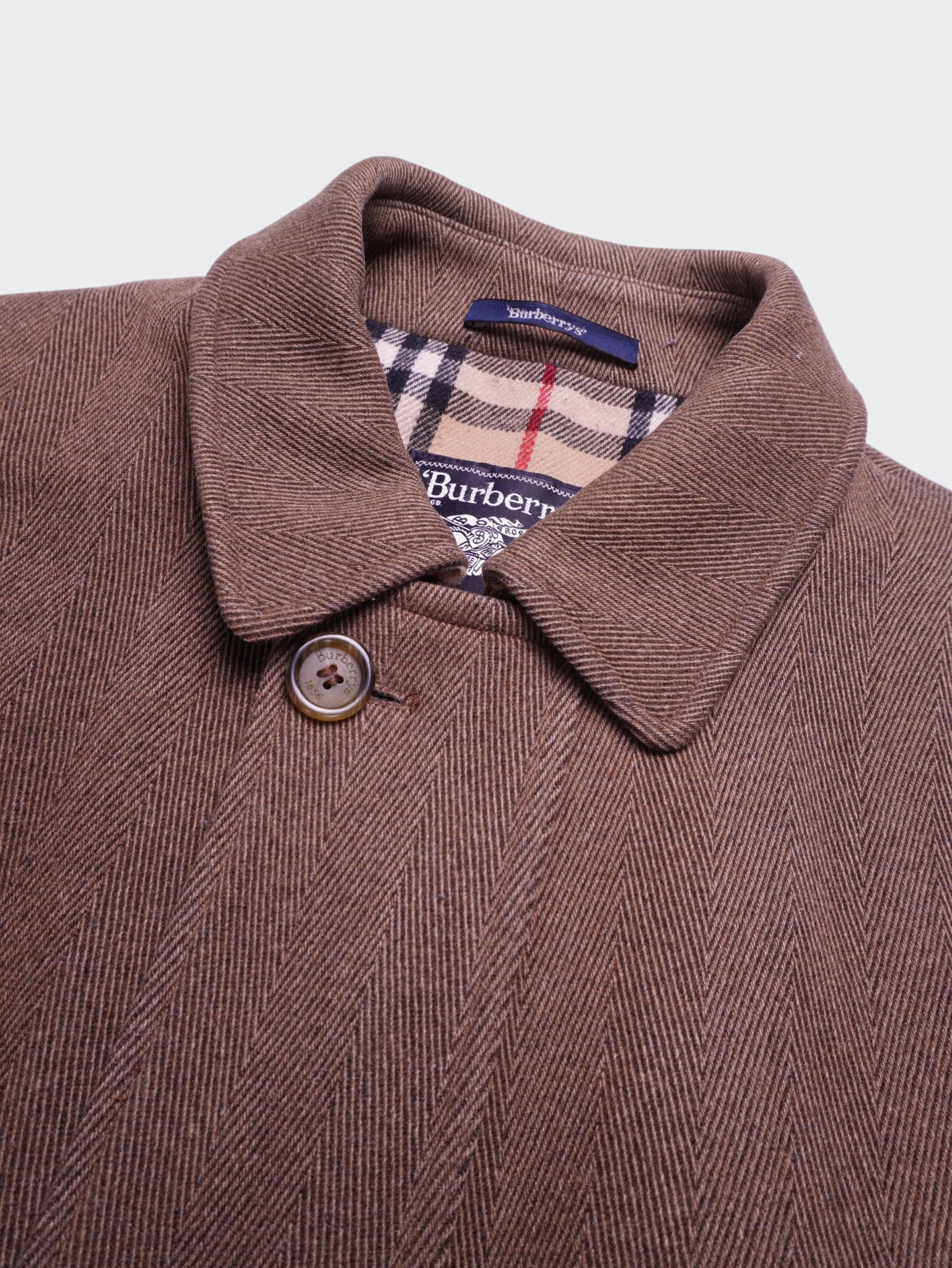 Burberry 1990's Brown Wool Car Coat - XL