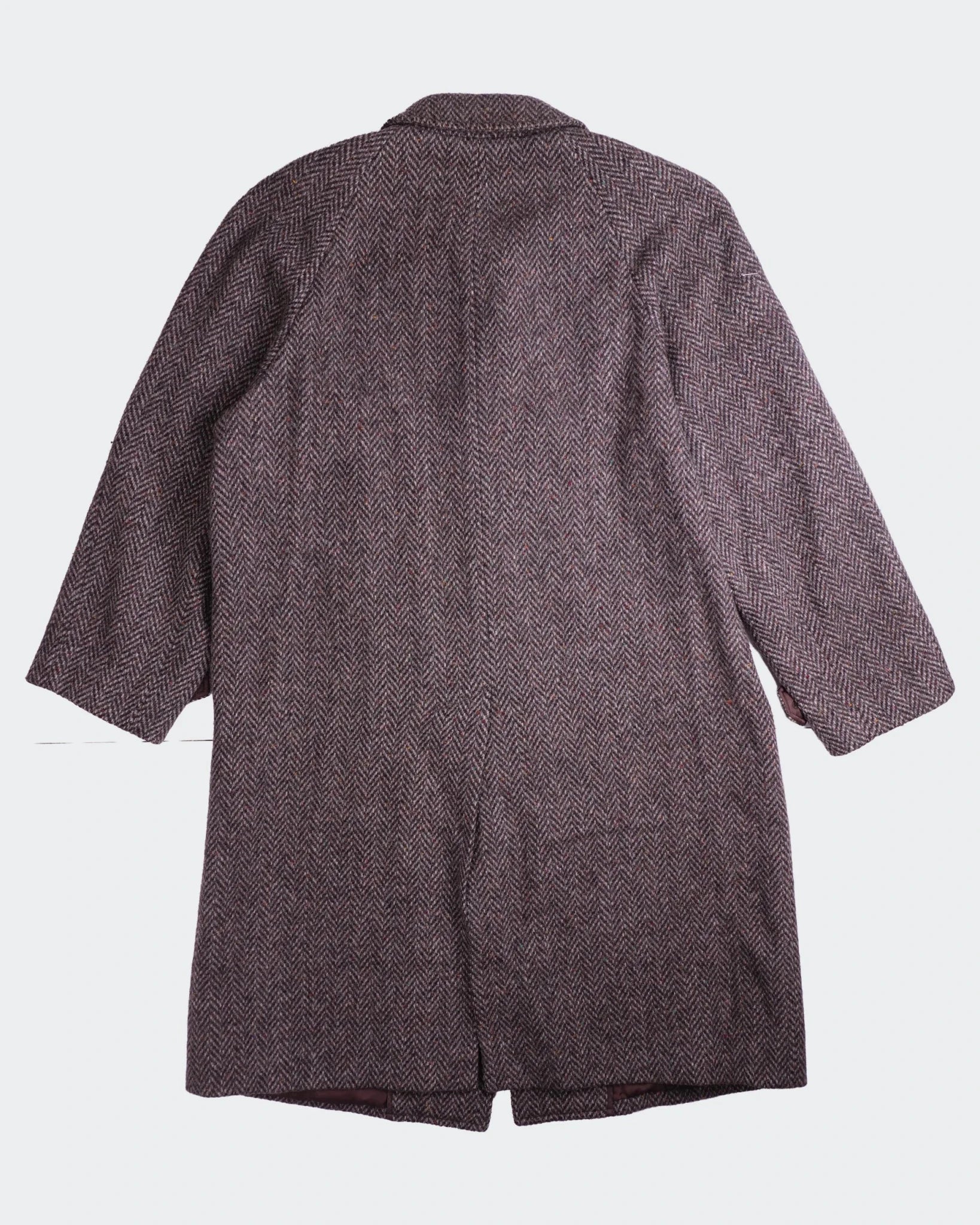 Burberry 1990's Grey Tweed Overcoat - XL